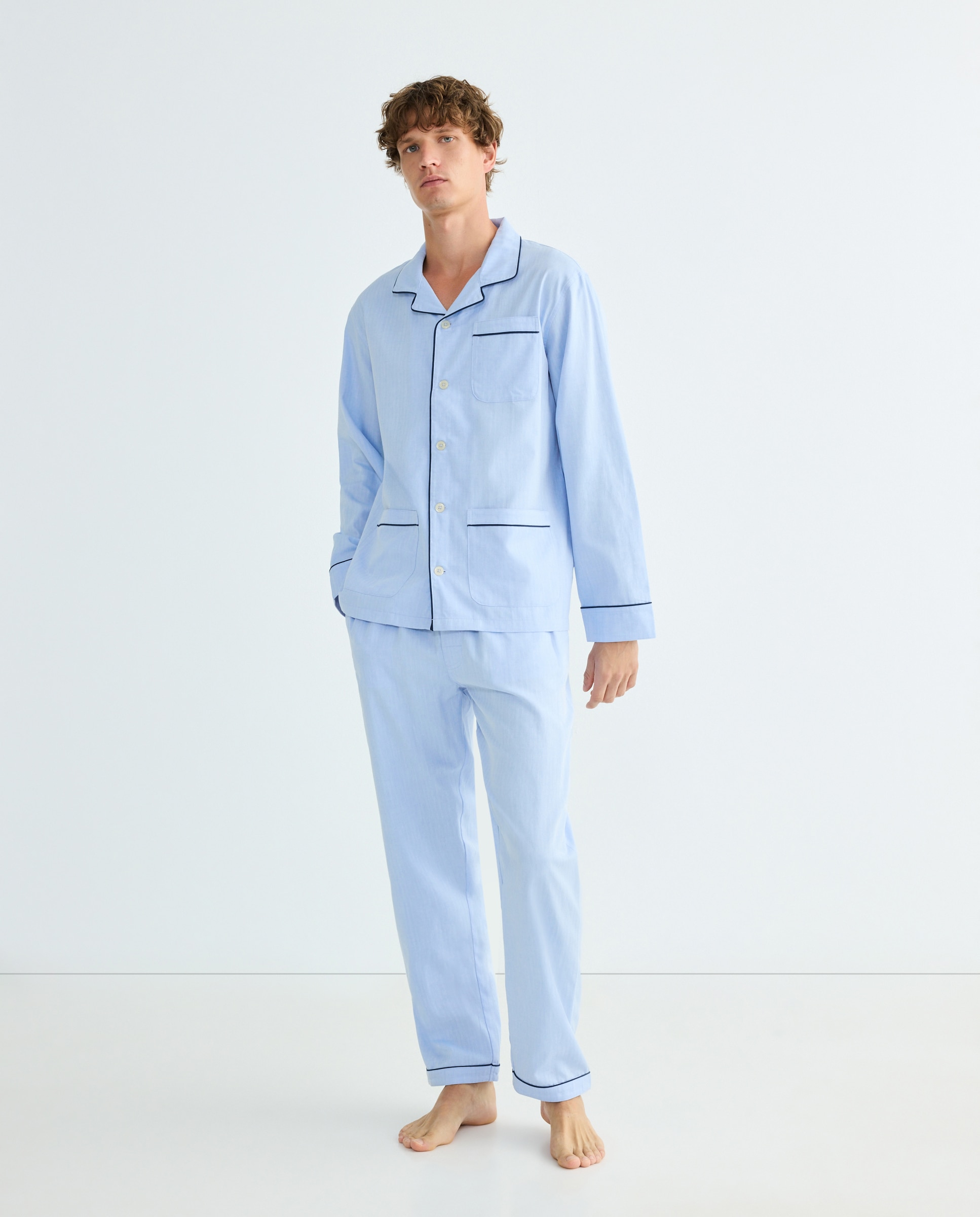 Pijama hombre algodón Azul claro-1