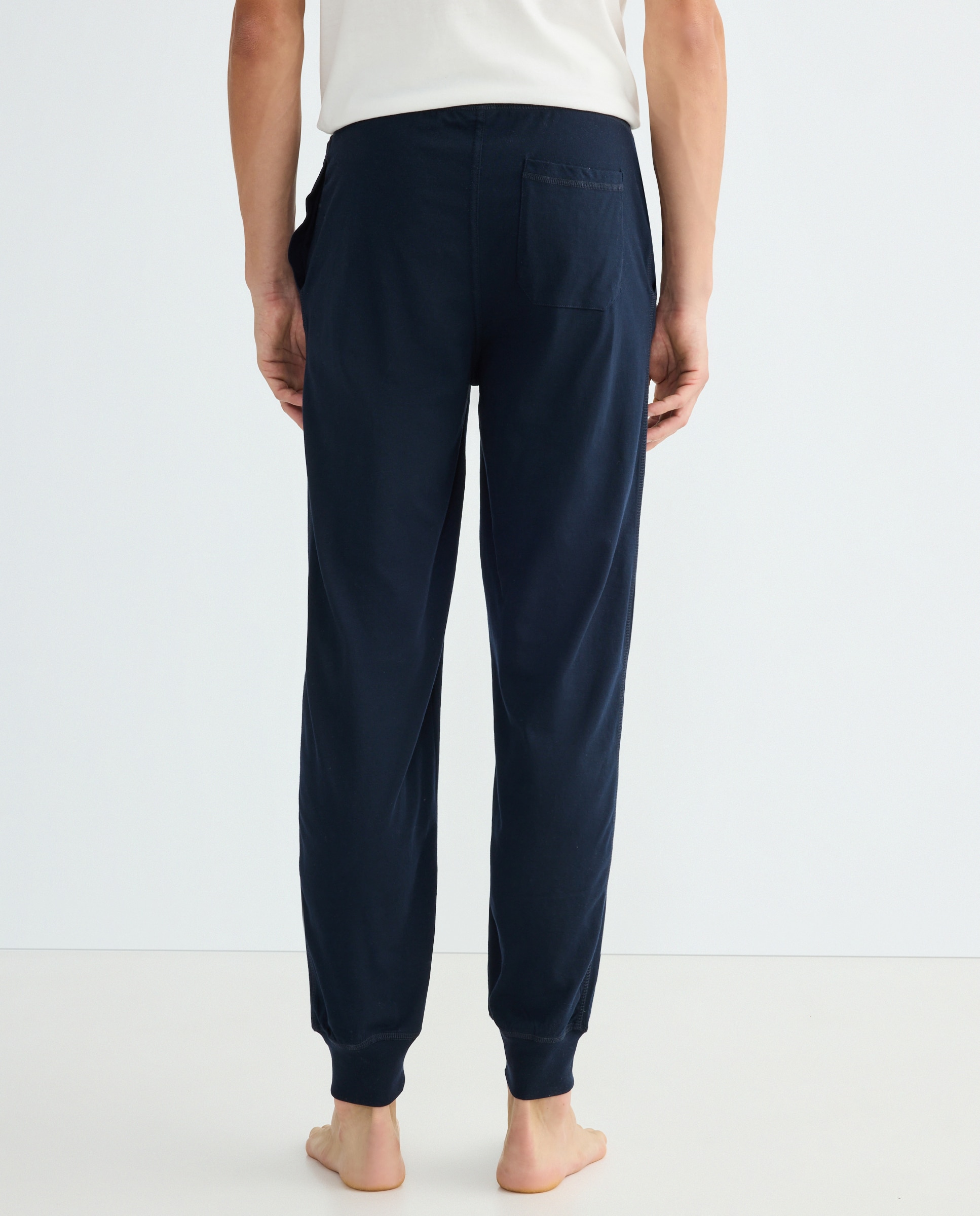 Pantalón punto hombre algodón con puño Azul marino-3