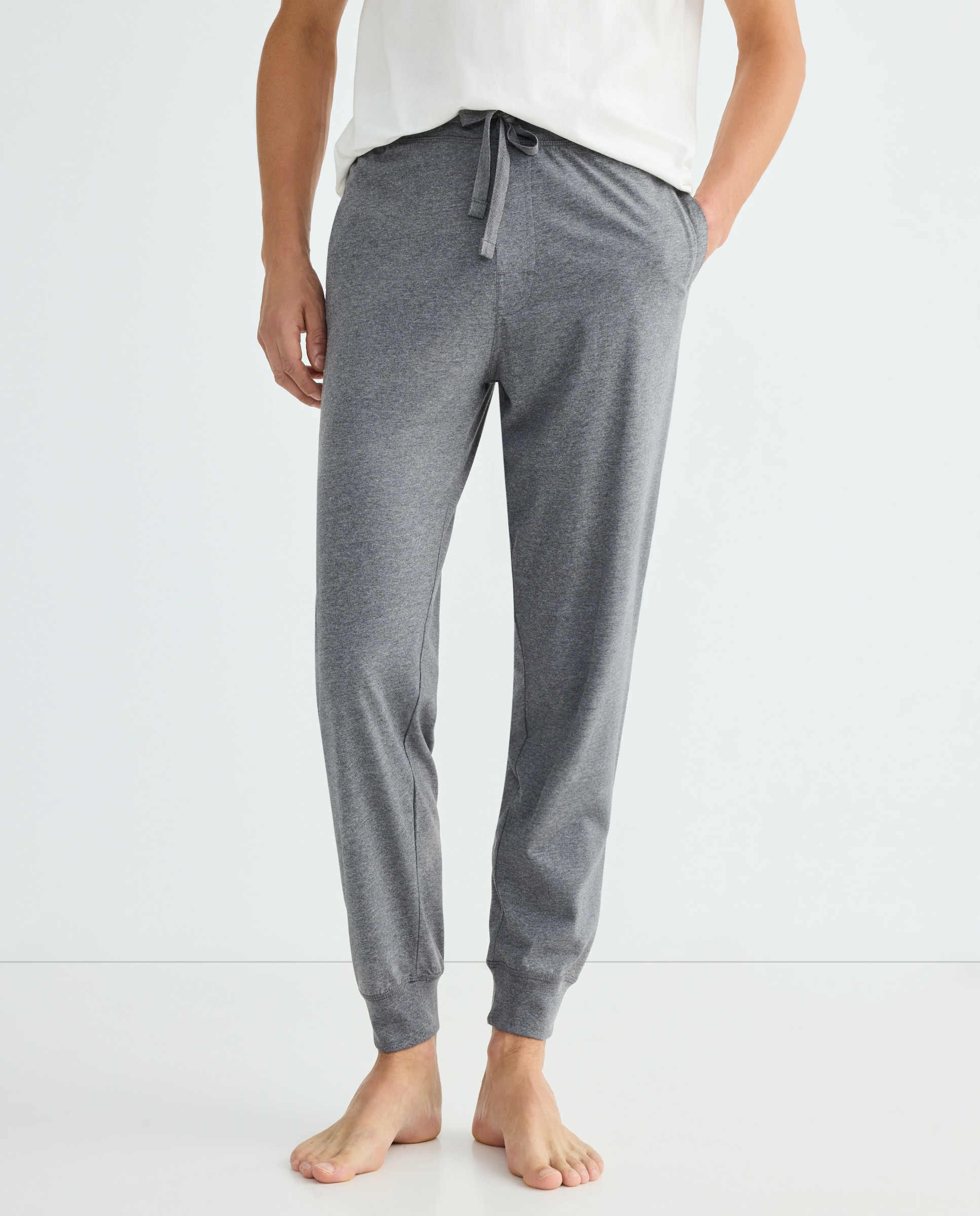 Pantalón punto hombre algodón con puño 820 Gris medio-2