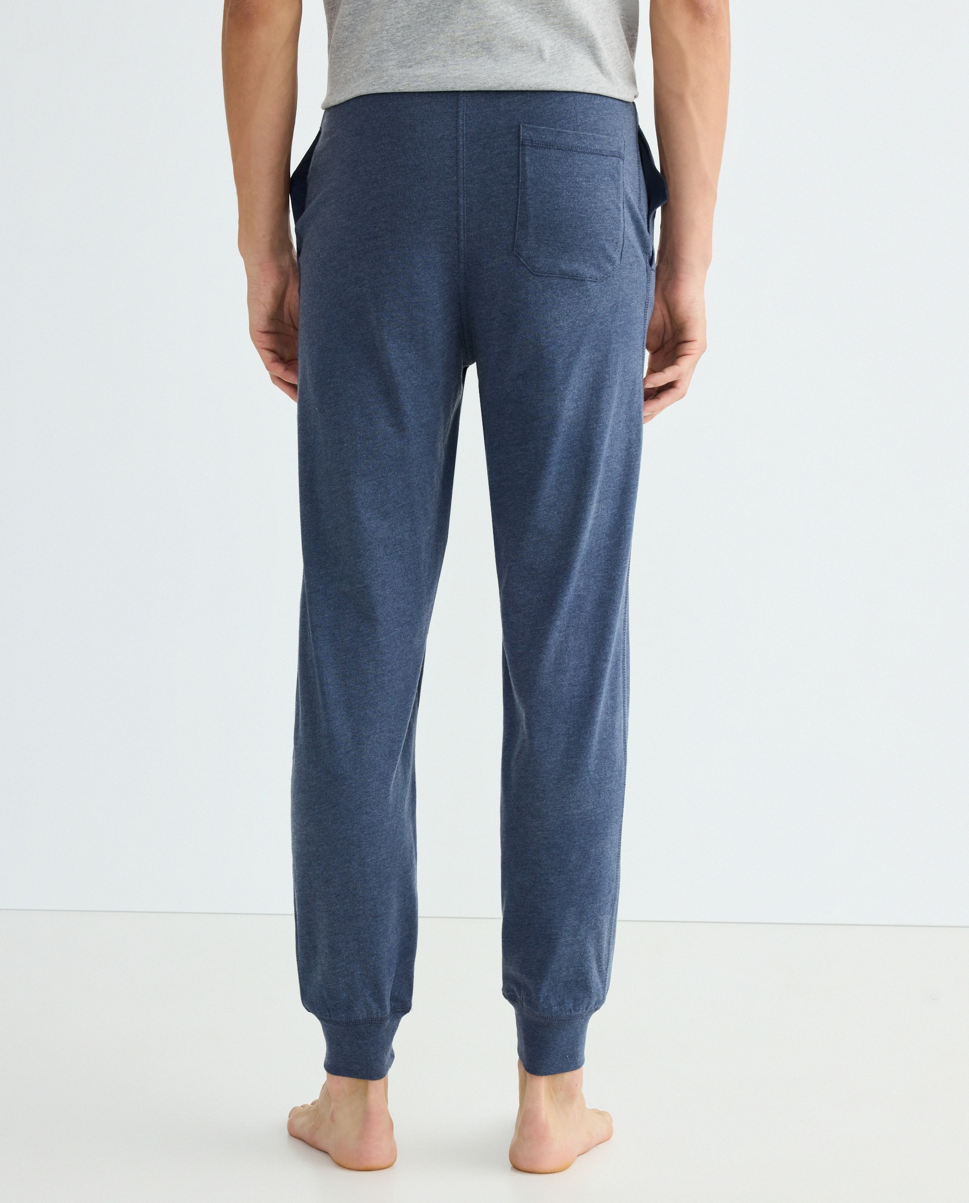 Pantalón punto hombre algodón con puño 400 Azul-3