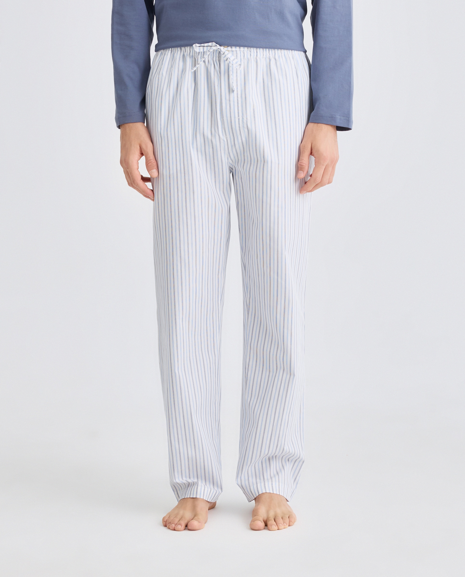 Pantalón pijama hombre con bolsillos de algodón Blanco-2