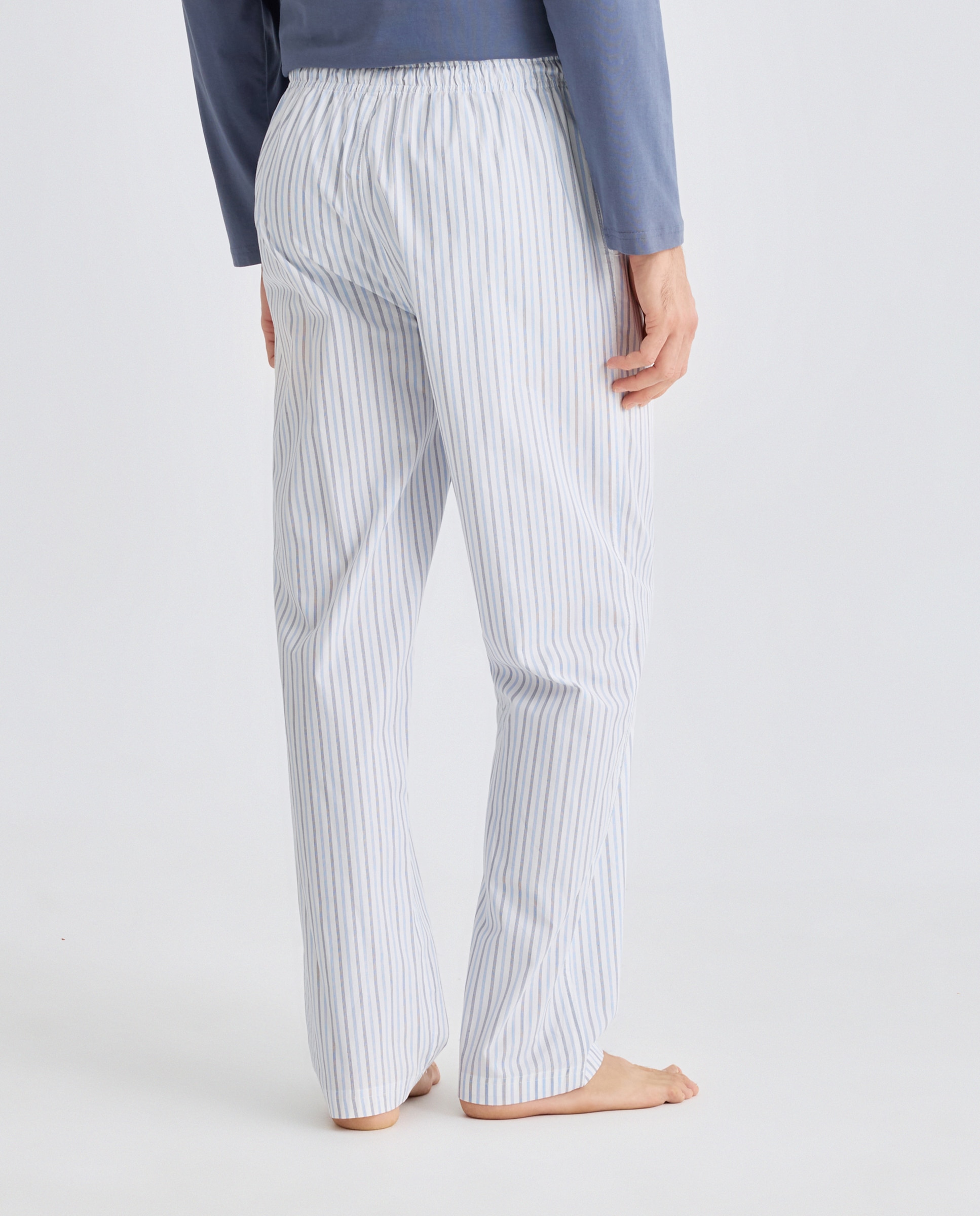 Pantalón pijama hombre con bolsillos de algodón Blanco-3