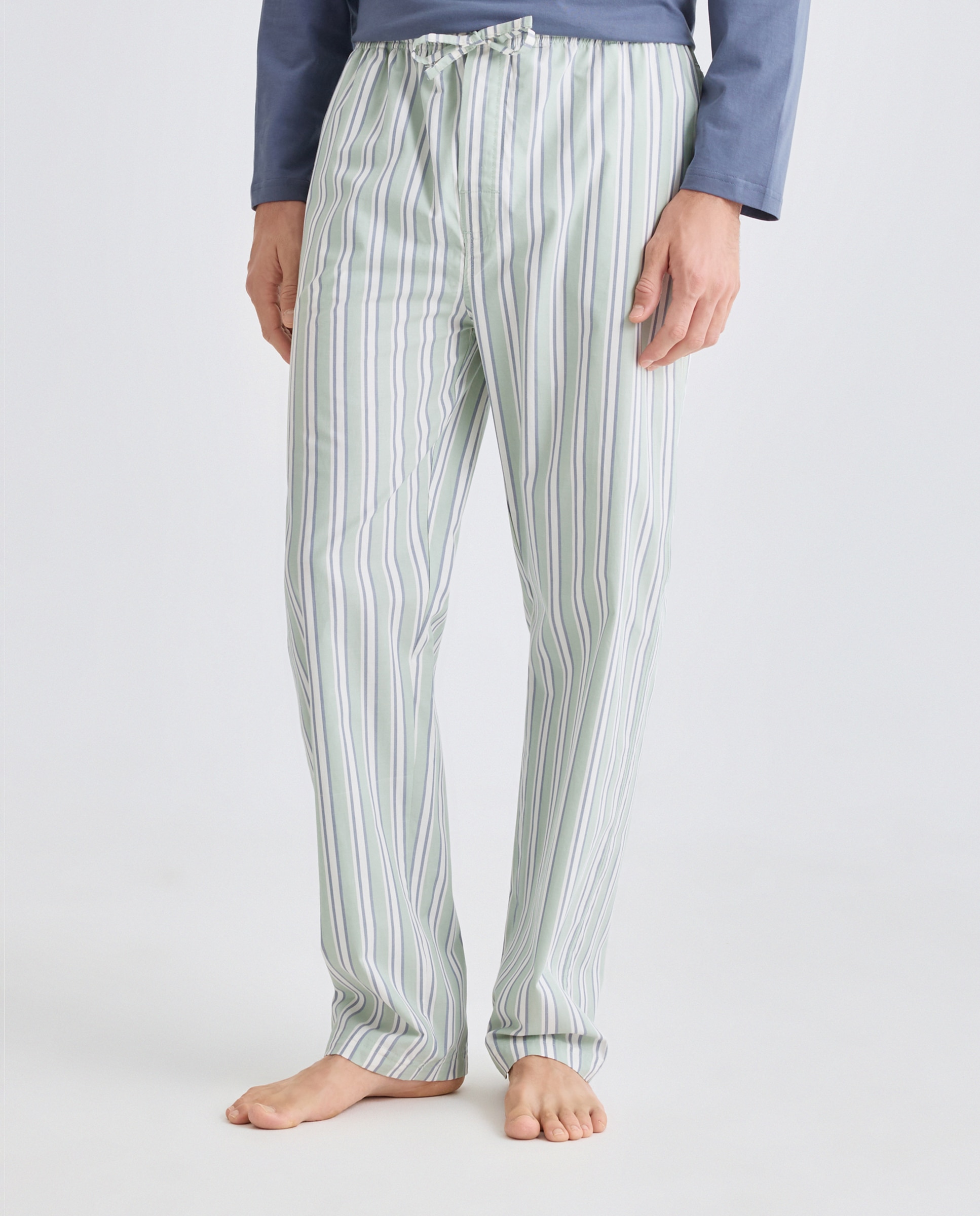 Pantalón pijama hombre con bolsillos de algodón 500 VERDE-2