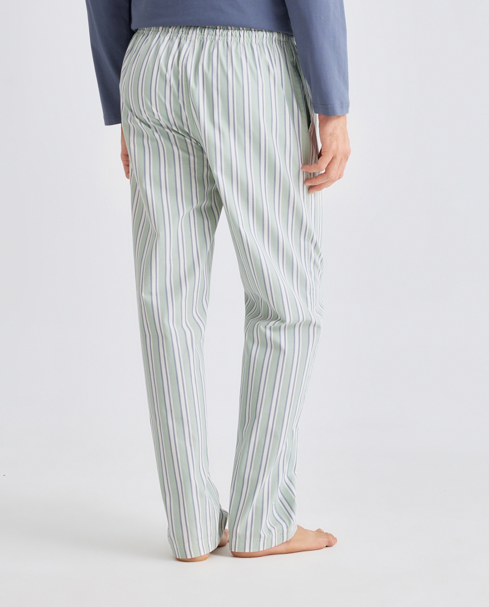 Pantalón pijama hombre con bolsillos de algodón 500 VERDE-3