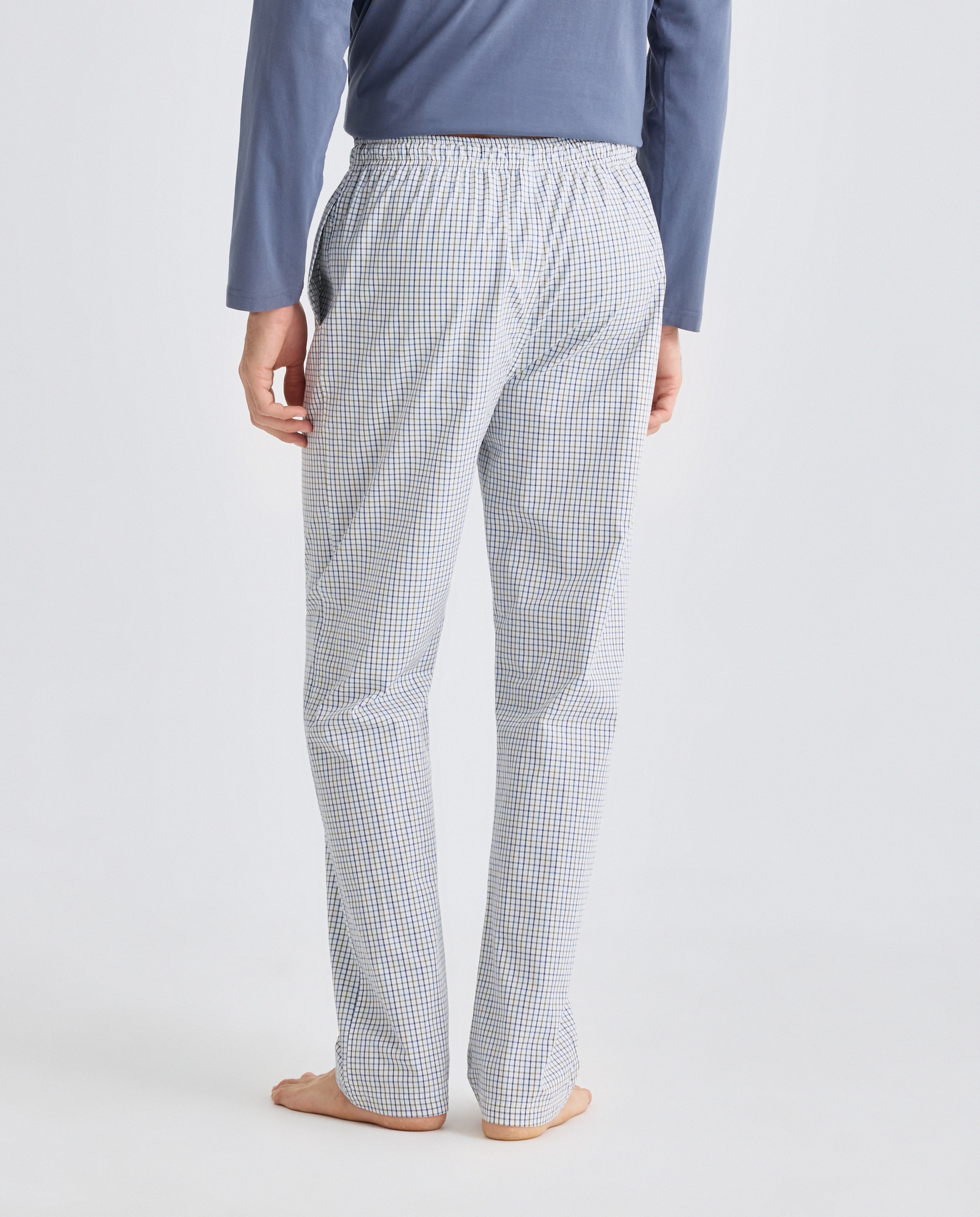 Pantalón pijama hombre con bolsillos de algodón Blanco-3