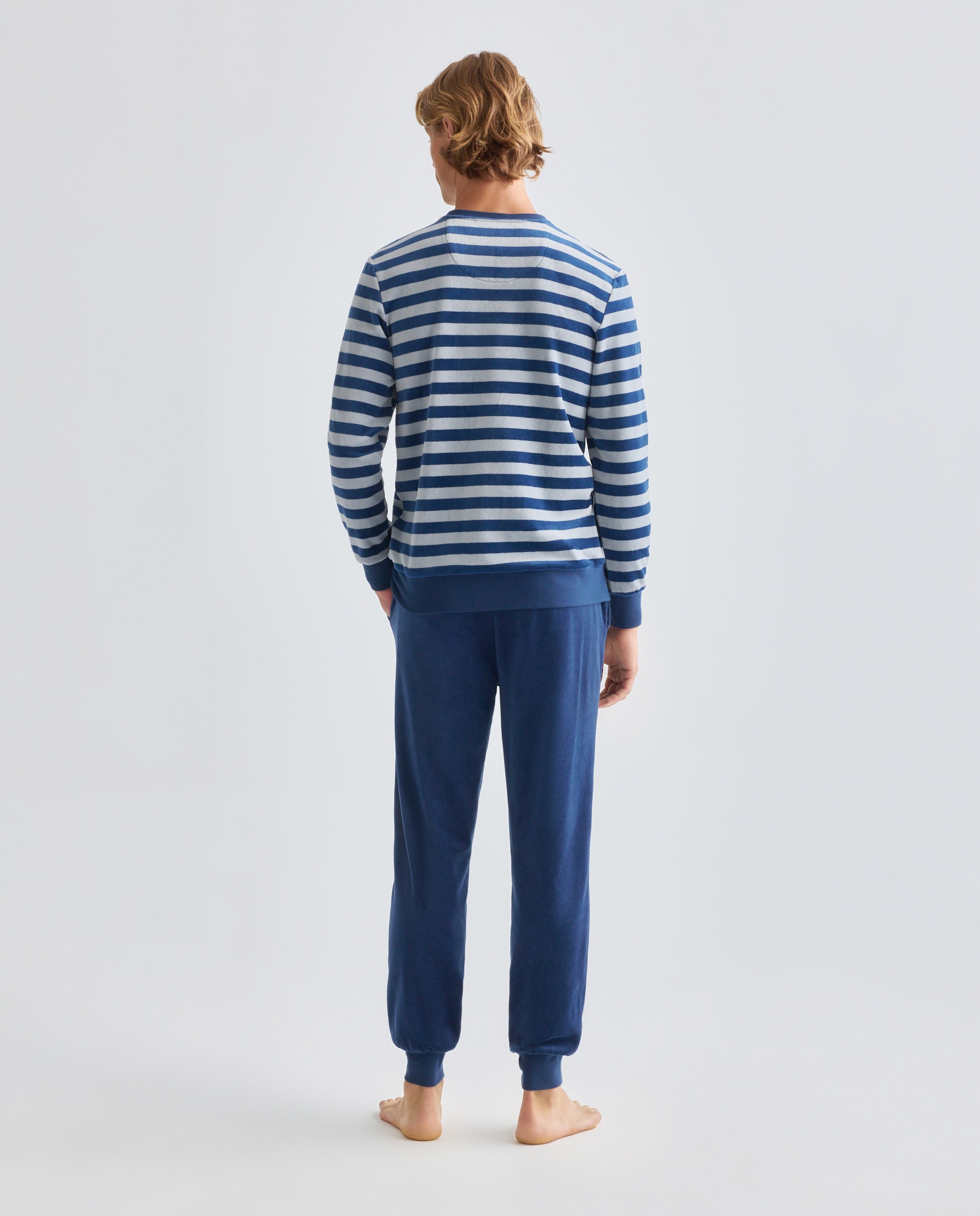 Pijama hombre velour Azul marino-2