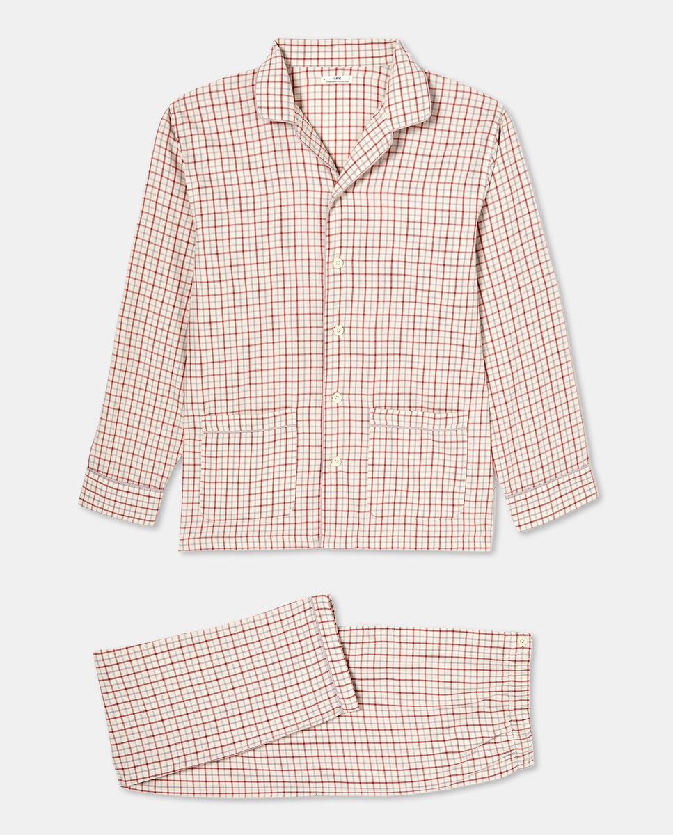 Pijama abierto hombre cuadros Marrón claro-3