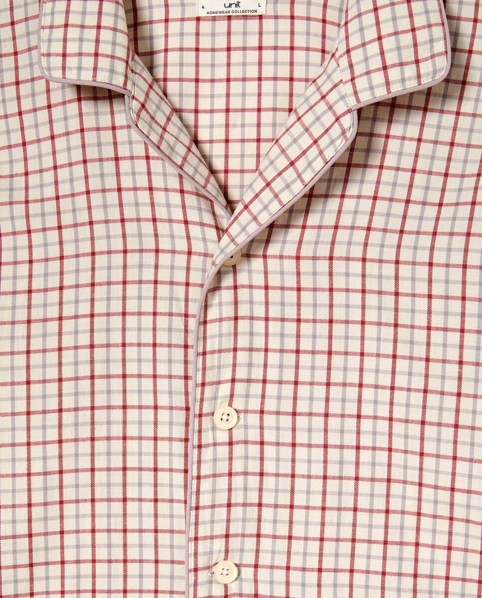 Pijama abierto hombre cuadros Marrón claro-4