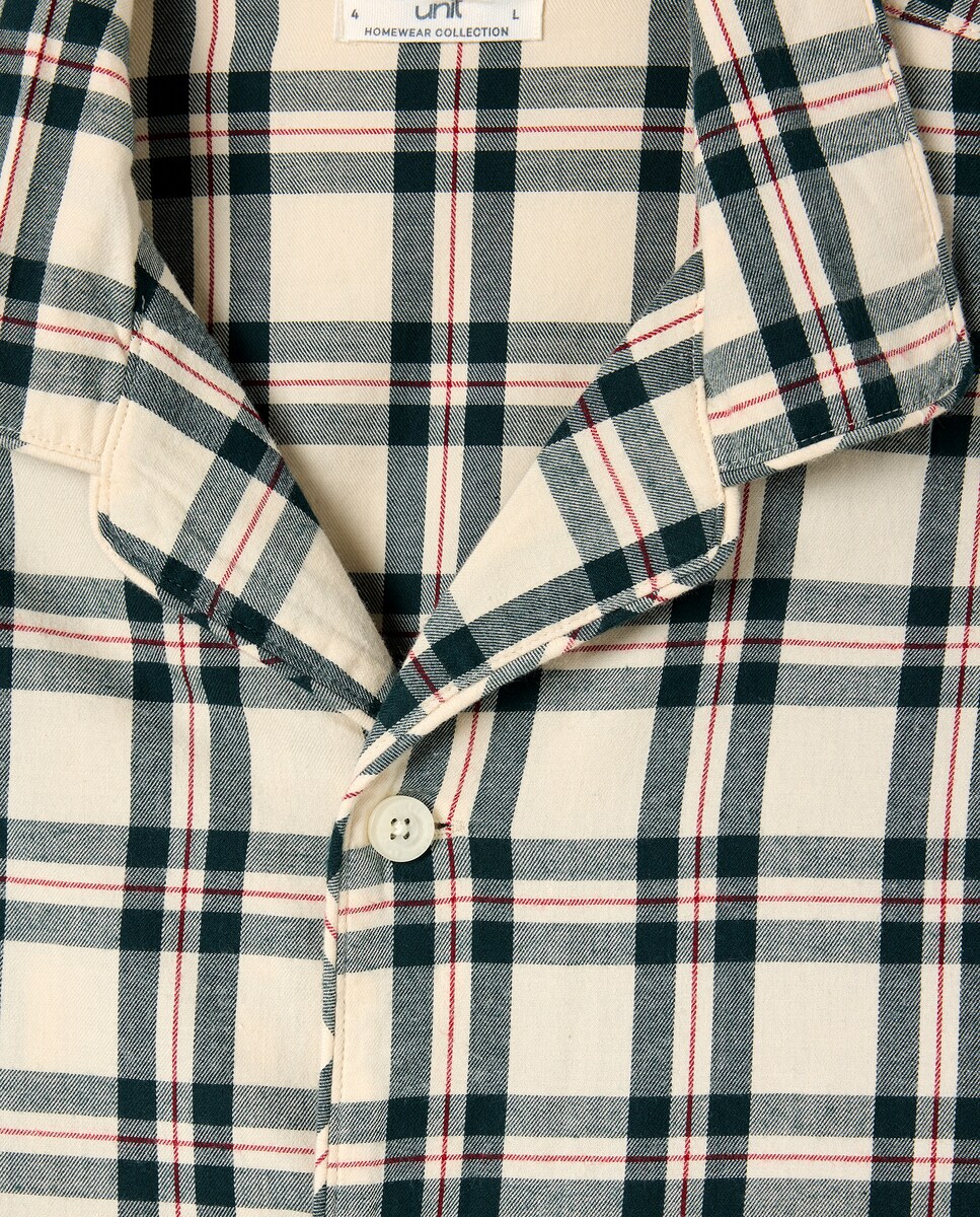 Pijama hombre algodón cuadros Verde-4