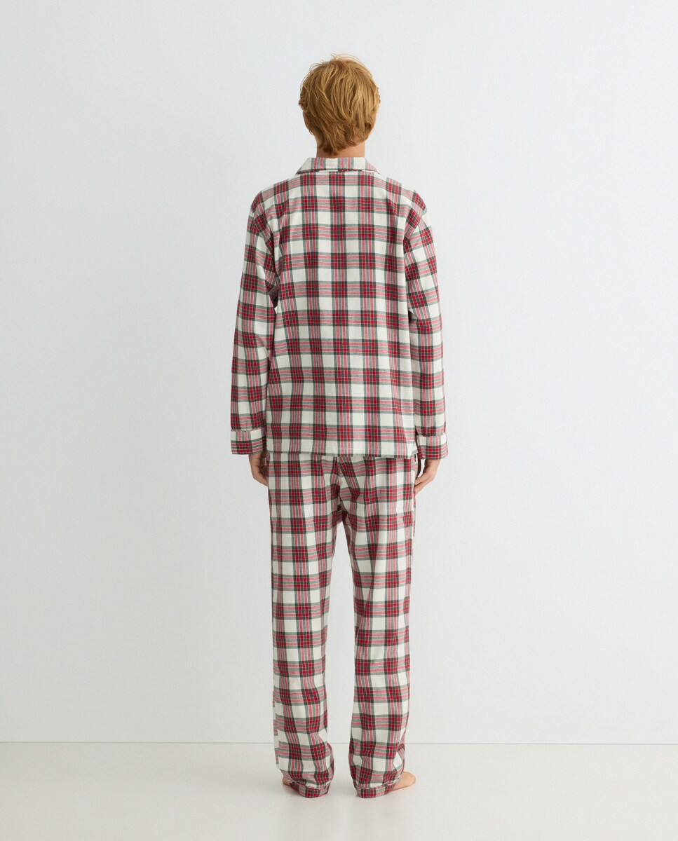 Pijama hombre algodón cuadros 600 Rojo-2
