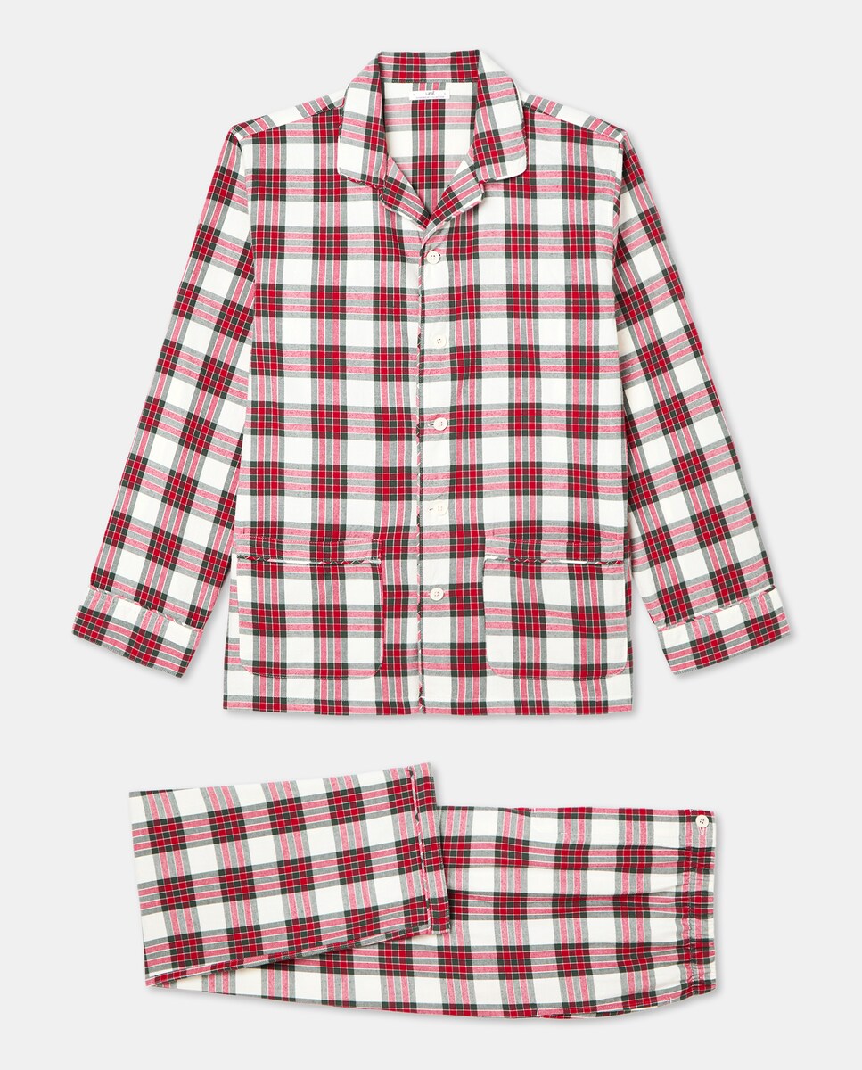 Pijama hombre algodón cuadros 600 Rojo-3