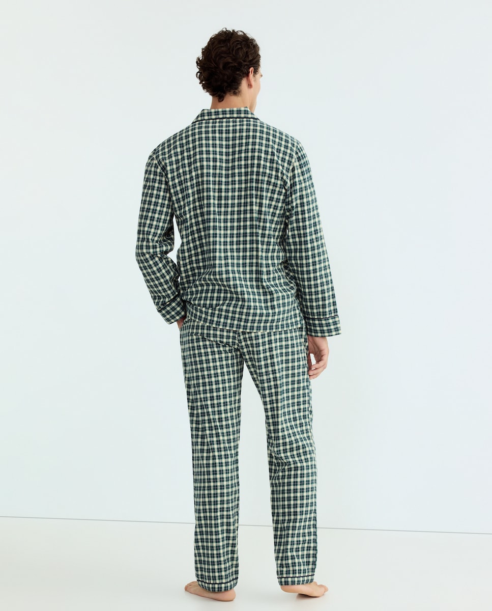 Pijama hombre algodón cuadros 400 Azul-2