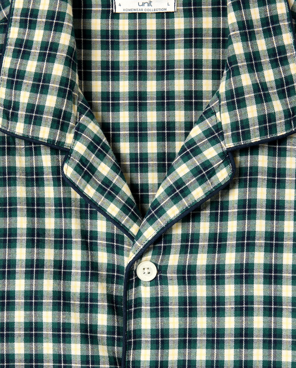 Pijama hombre algodón cuadros 400 Azul-4