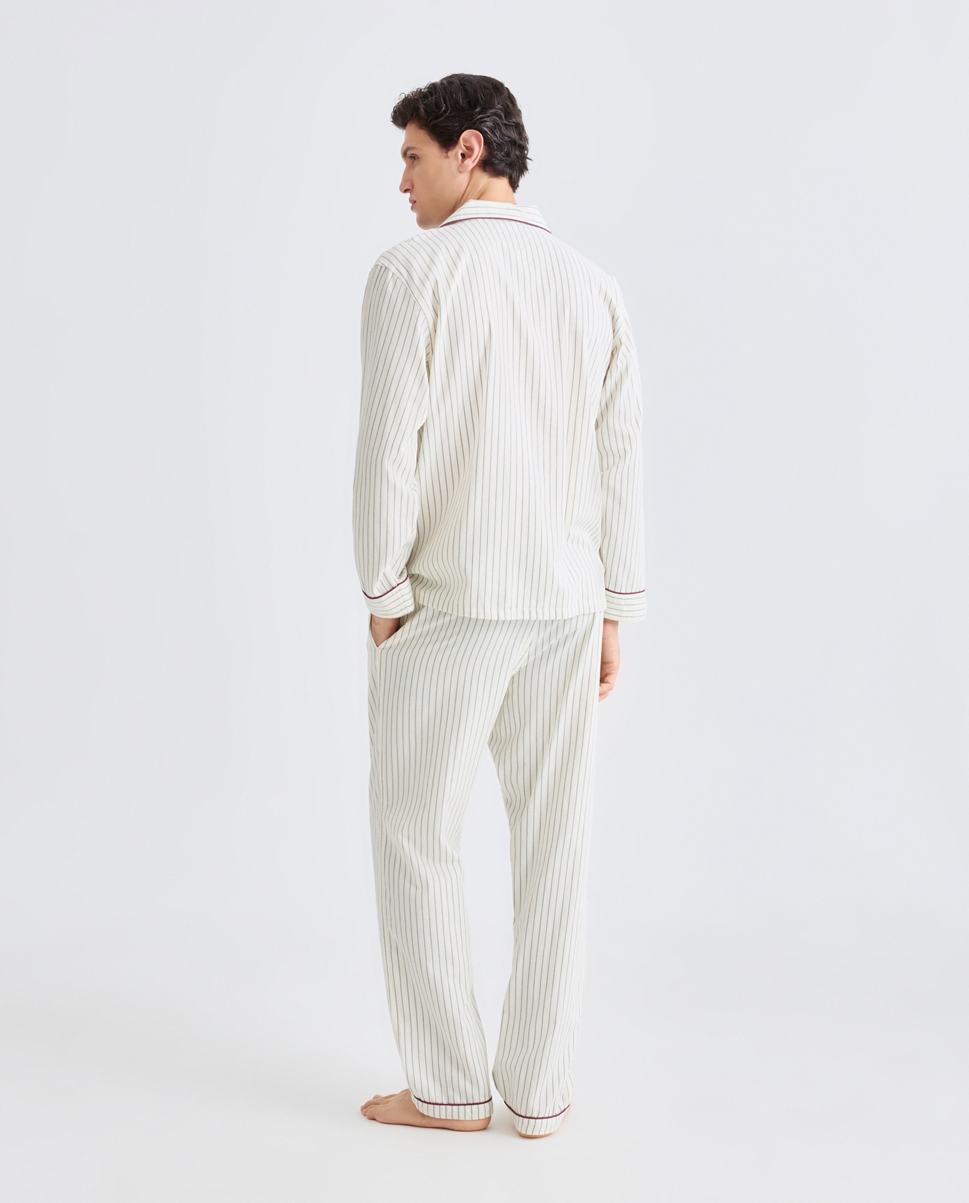 Pijama abierto hombre algodón Blanco-2