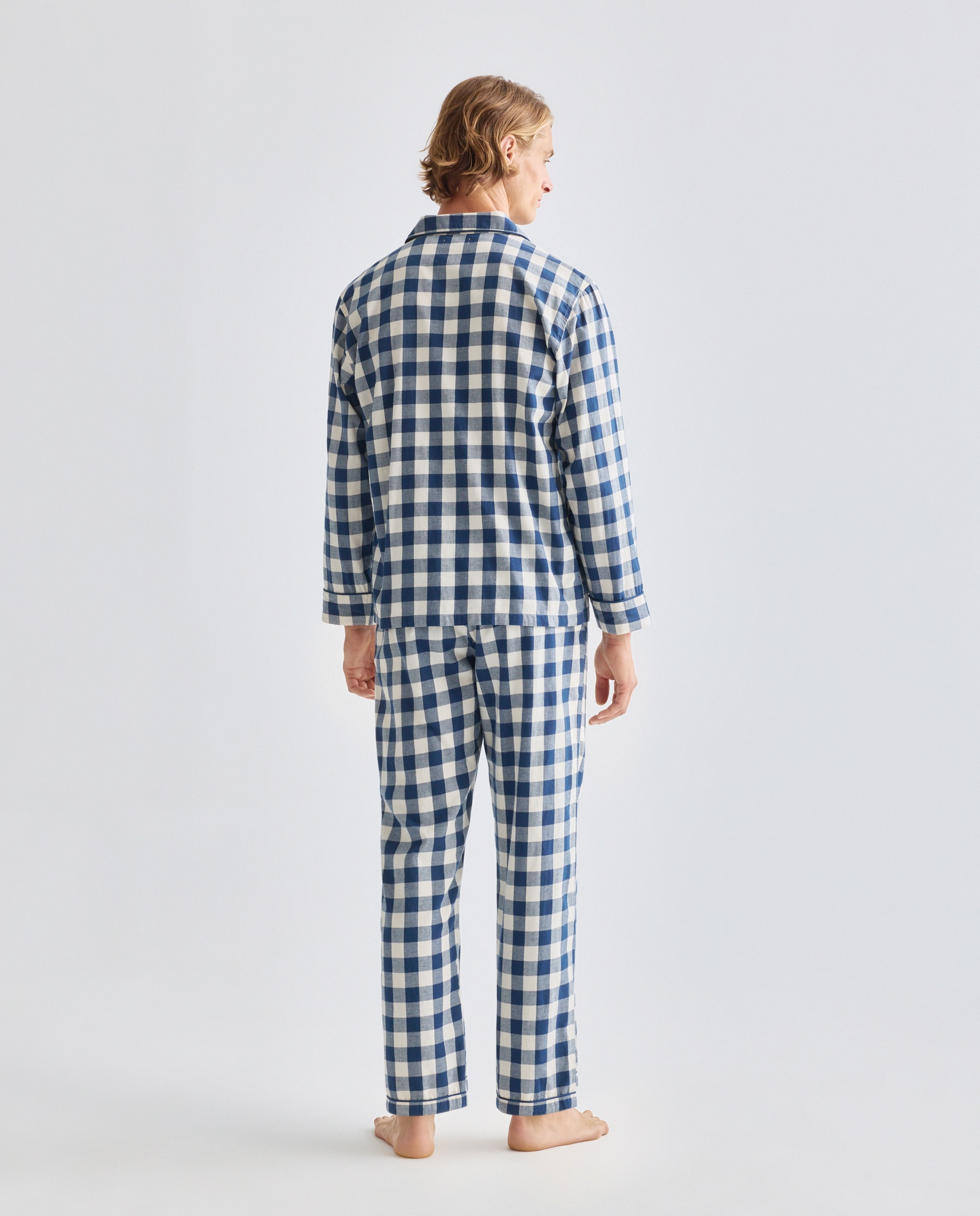 Pijama abierto hombre algodón Azul marino-2
