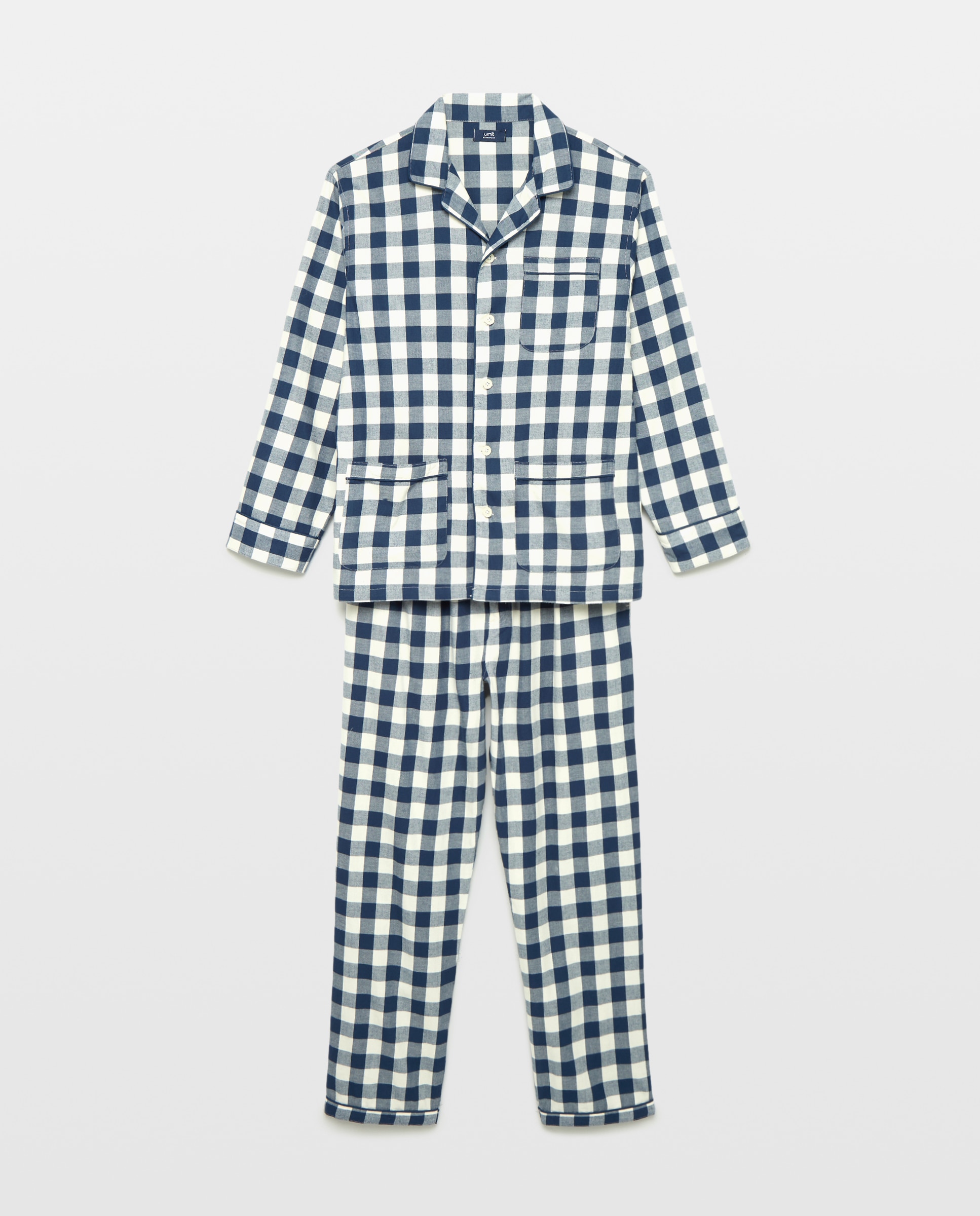 Pijama abierto hombre algodón Azul marino-3