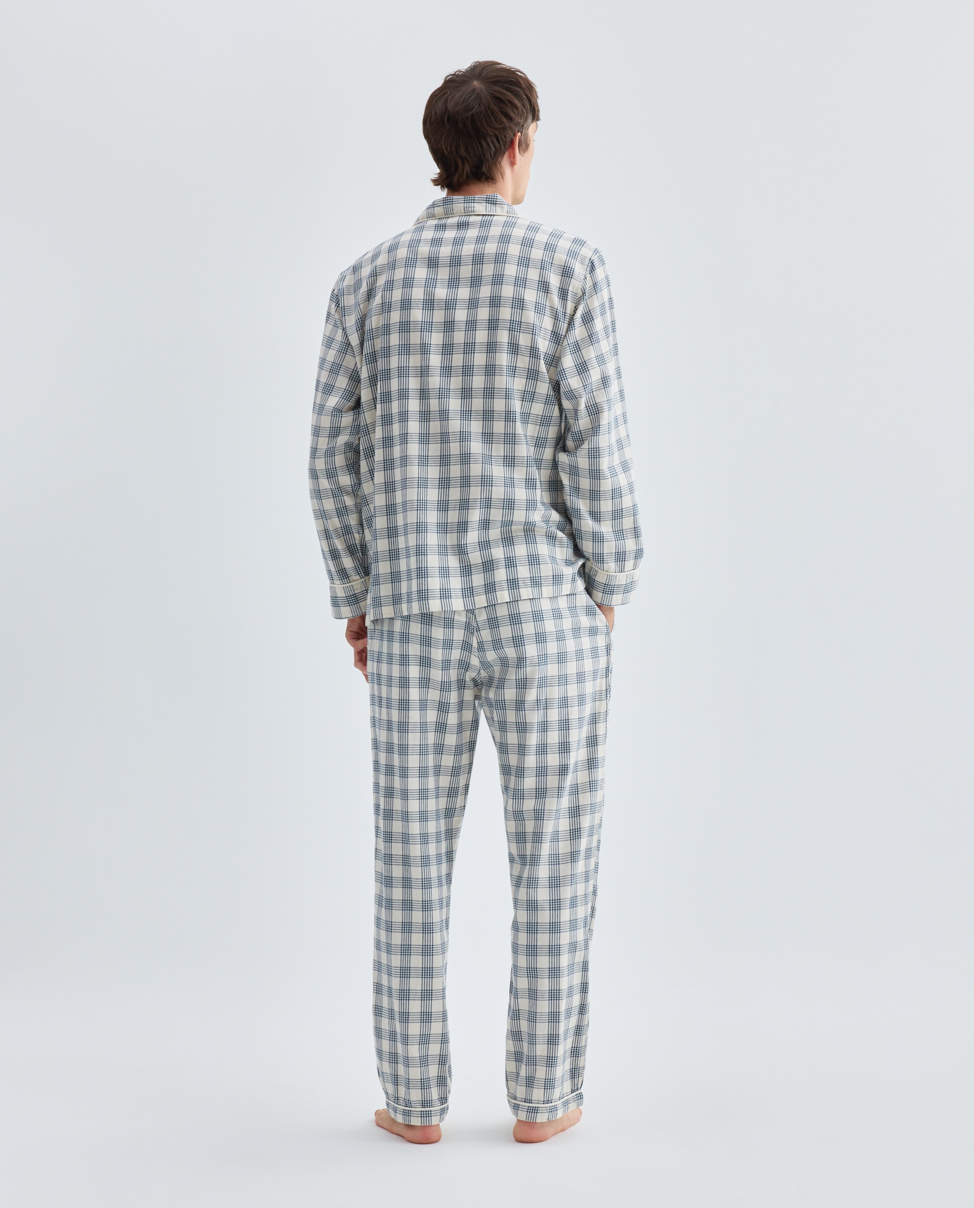 Pijama abierto hombre algodón Azul marino-2
