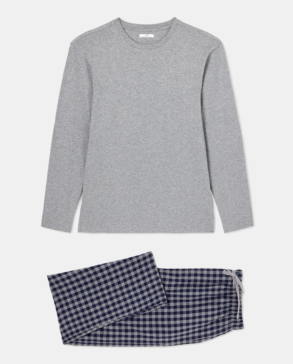 Pijama hombre combinado algodón Gris-3