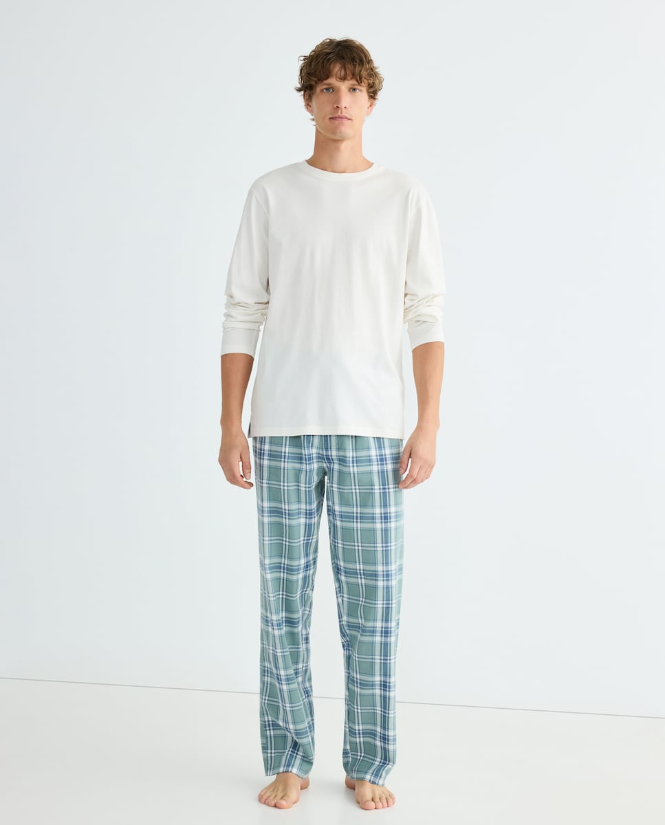 Pijama hombre combinado algodón Crudo-1