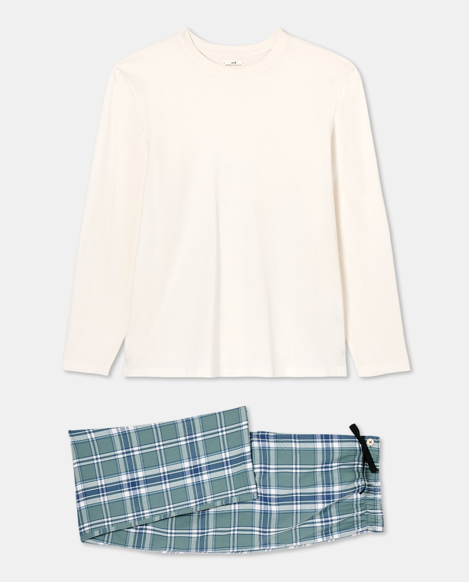 Pijama hombre combinado algodón Crudo-3