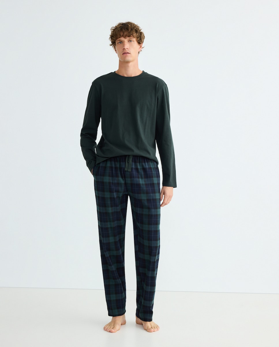 Pijama hombre combinado algodón Verde-1