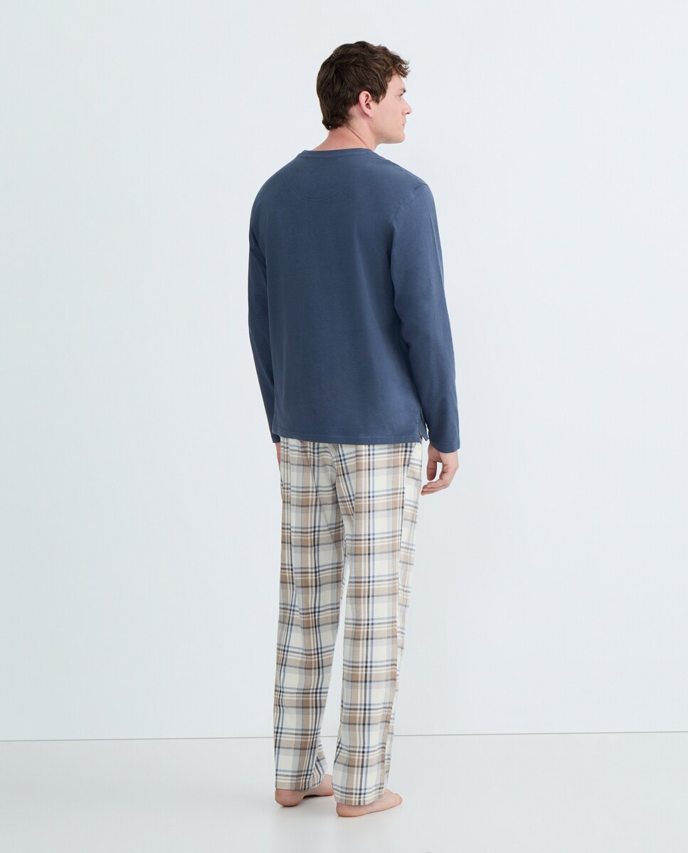 Pijama de hombre combinado algodón Azul-2