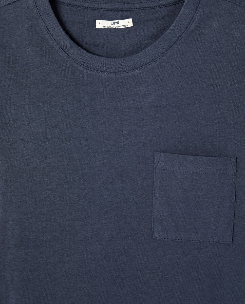 Pijama de hombre combinado algodón Azul-4