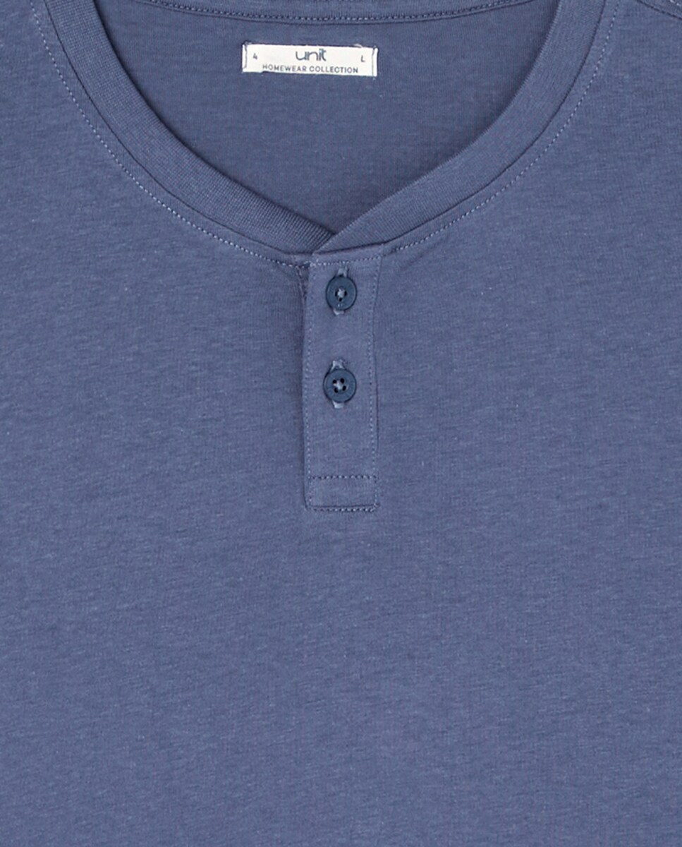 Pijama hombre combinado algodón con bolsa Azul-5