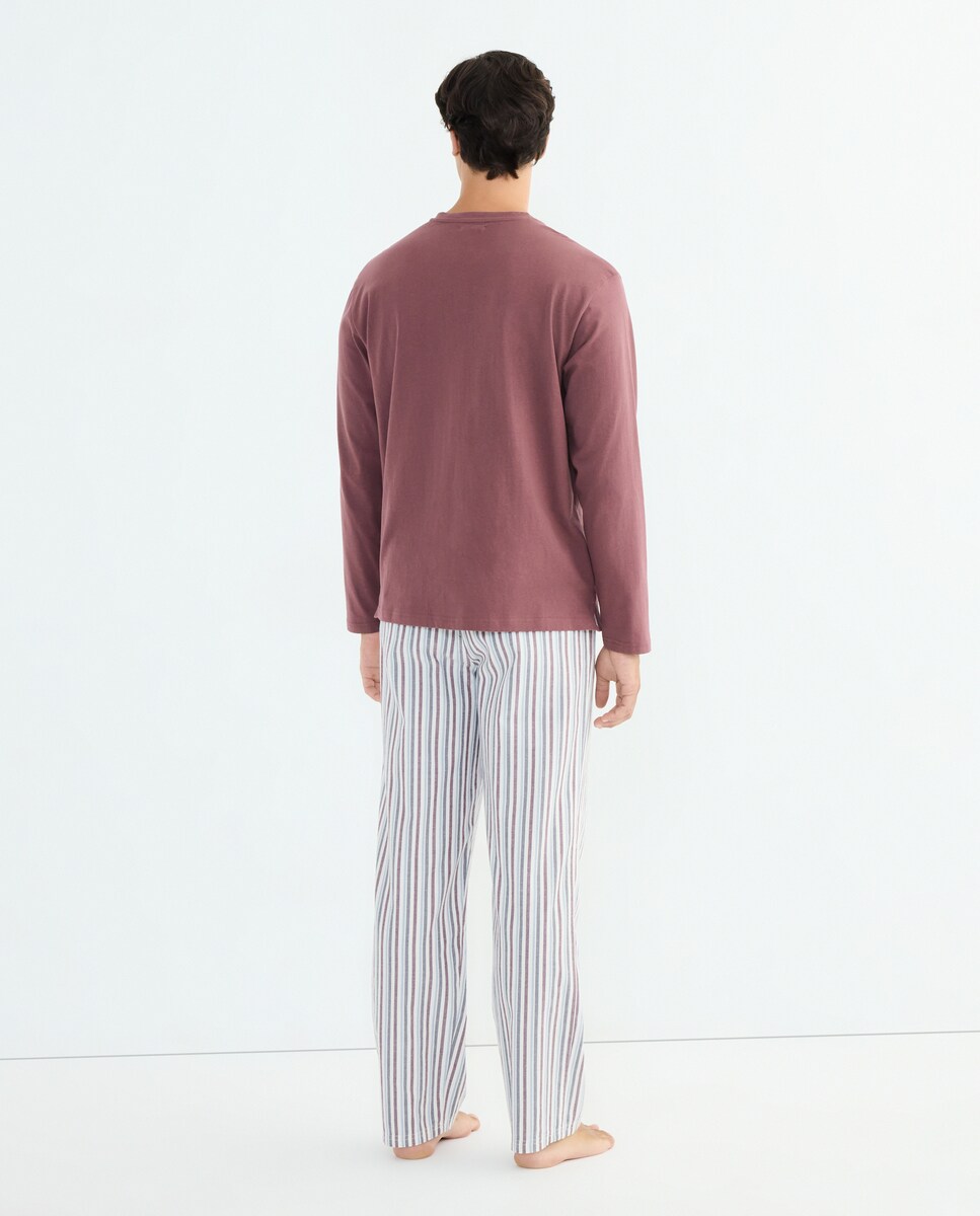 Pijama hombre combinado algodón con bolsa Granate-3