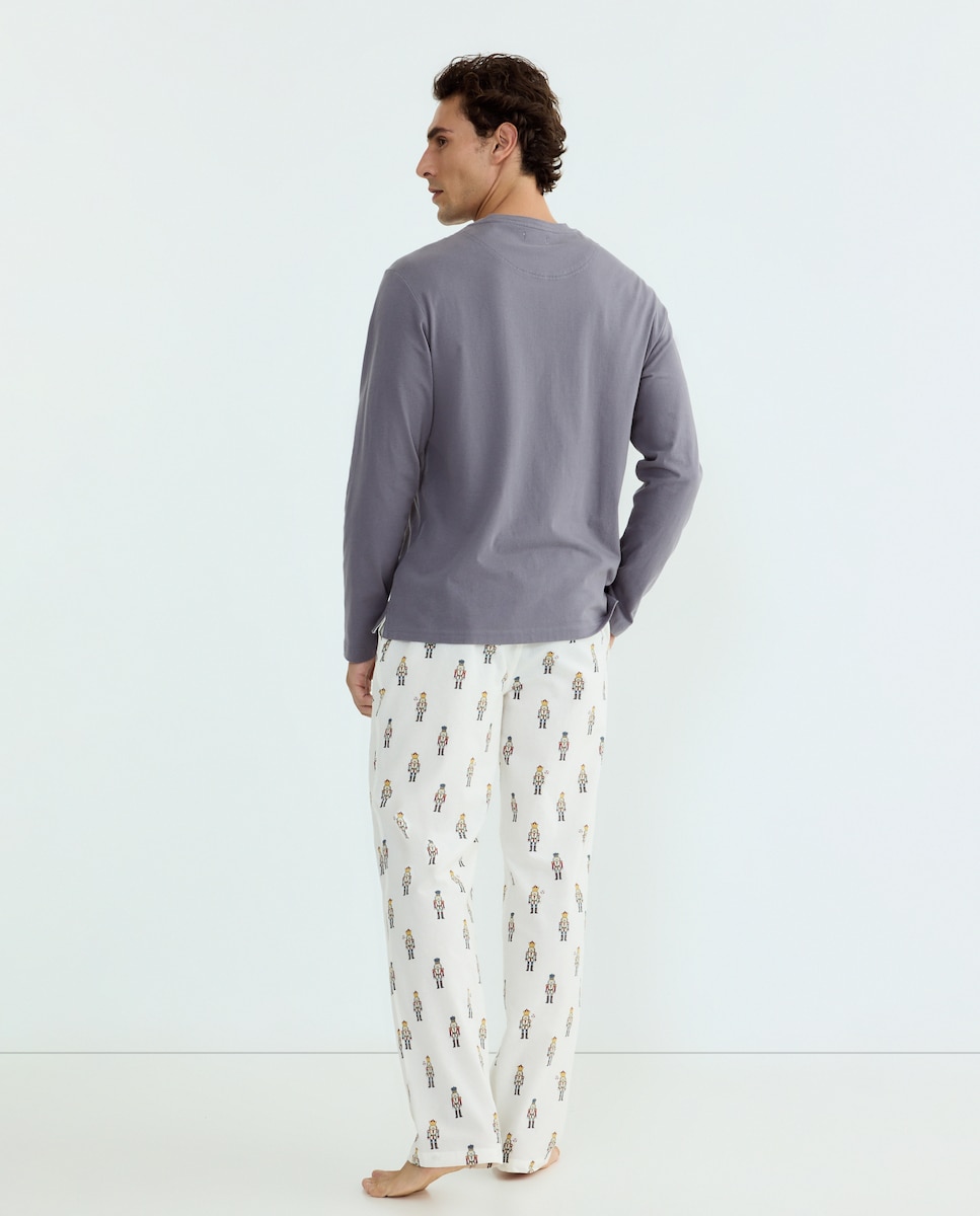 Pijama hombre algodón estampado Blanco-2