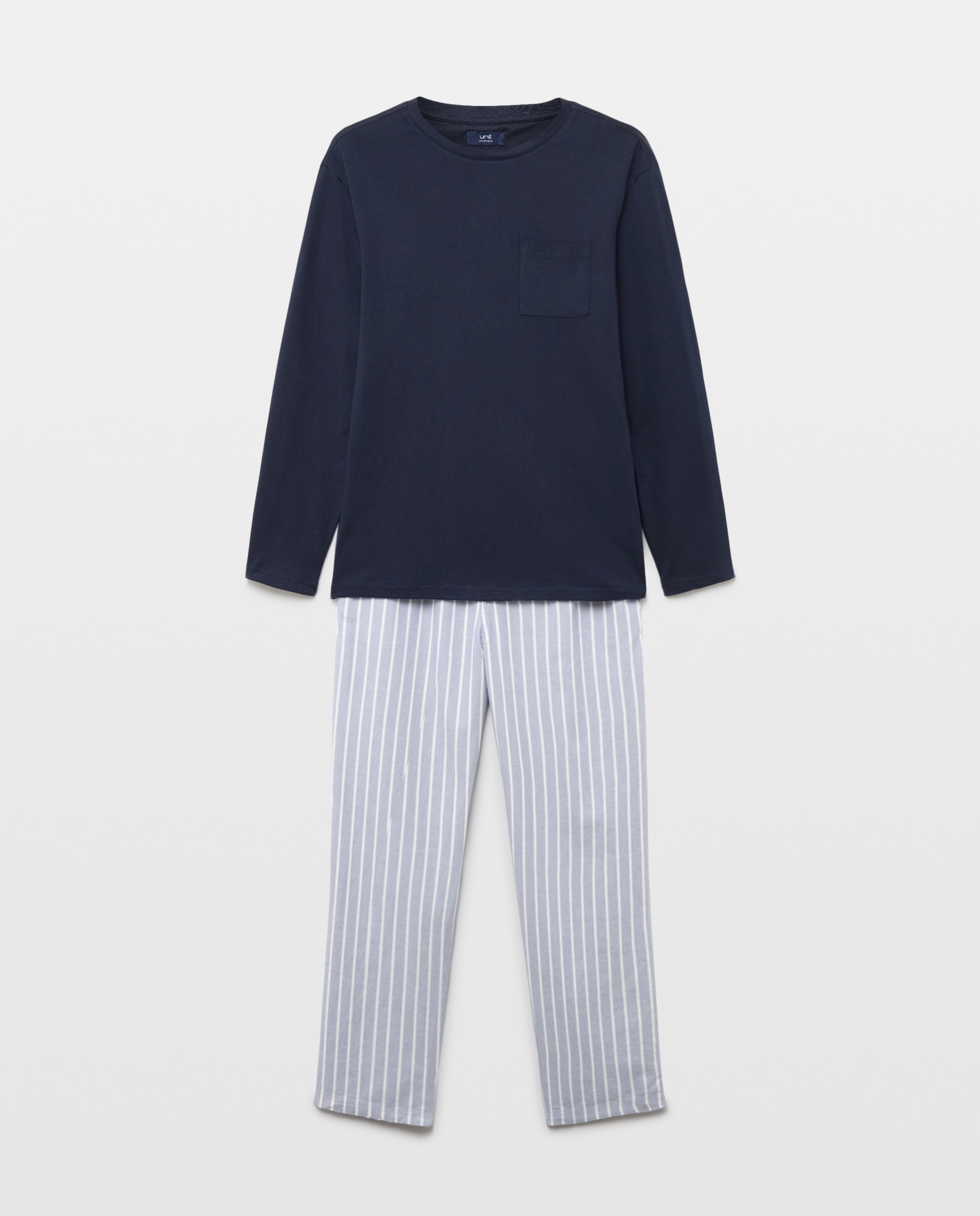 Pijama hombre combinado algodón 400 Azul-3