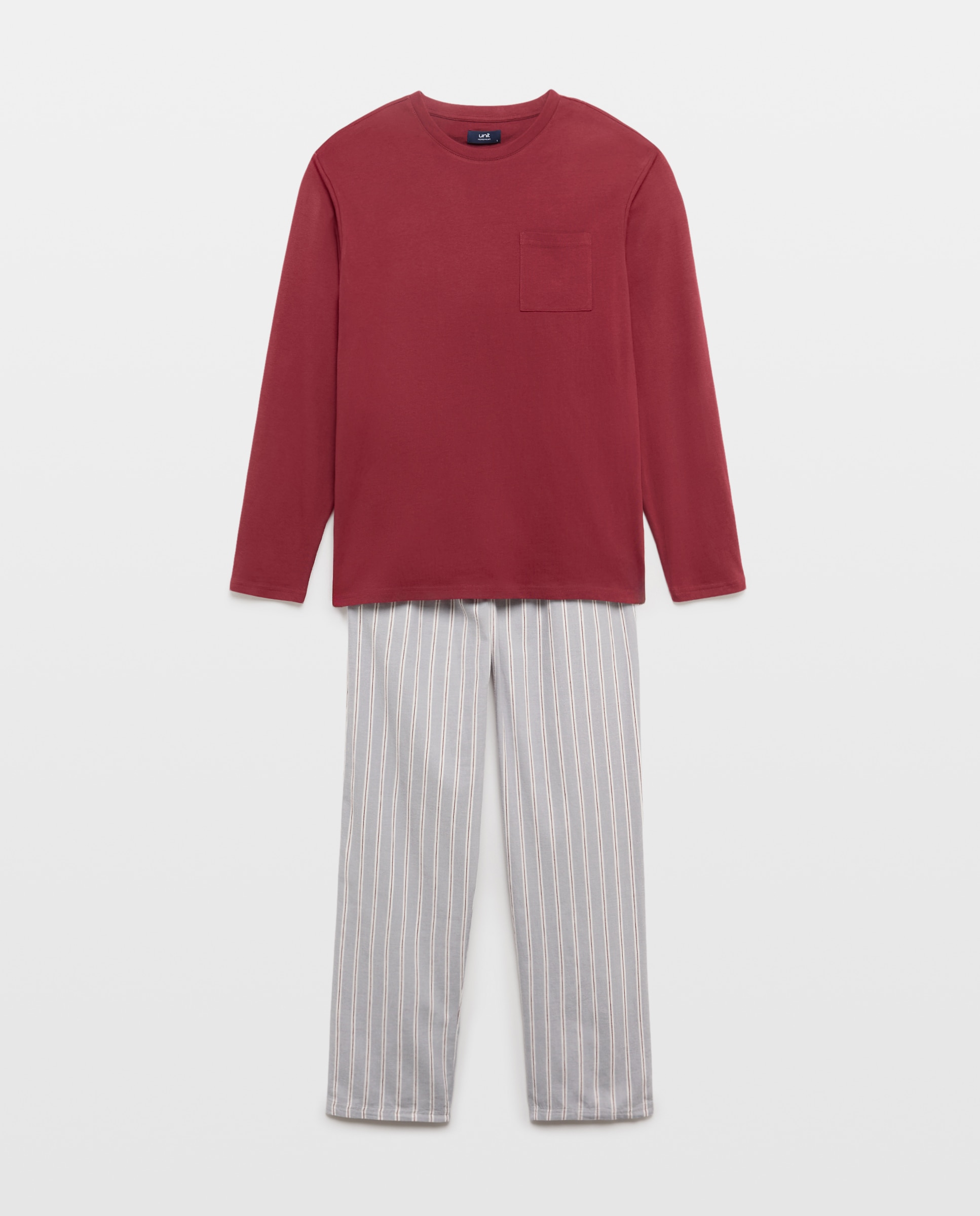 Pijama hombre combinado algodón 290 Burdeos-3