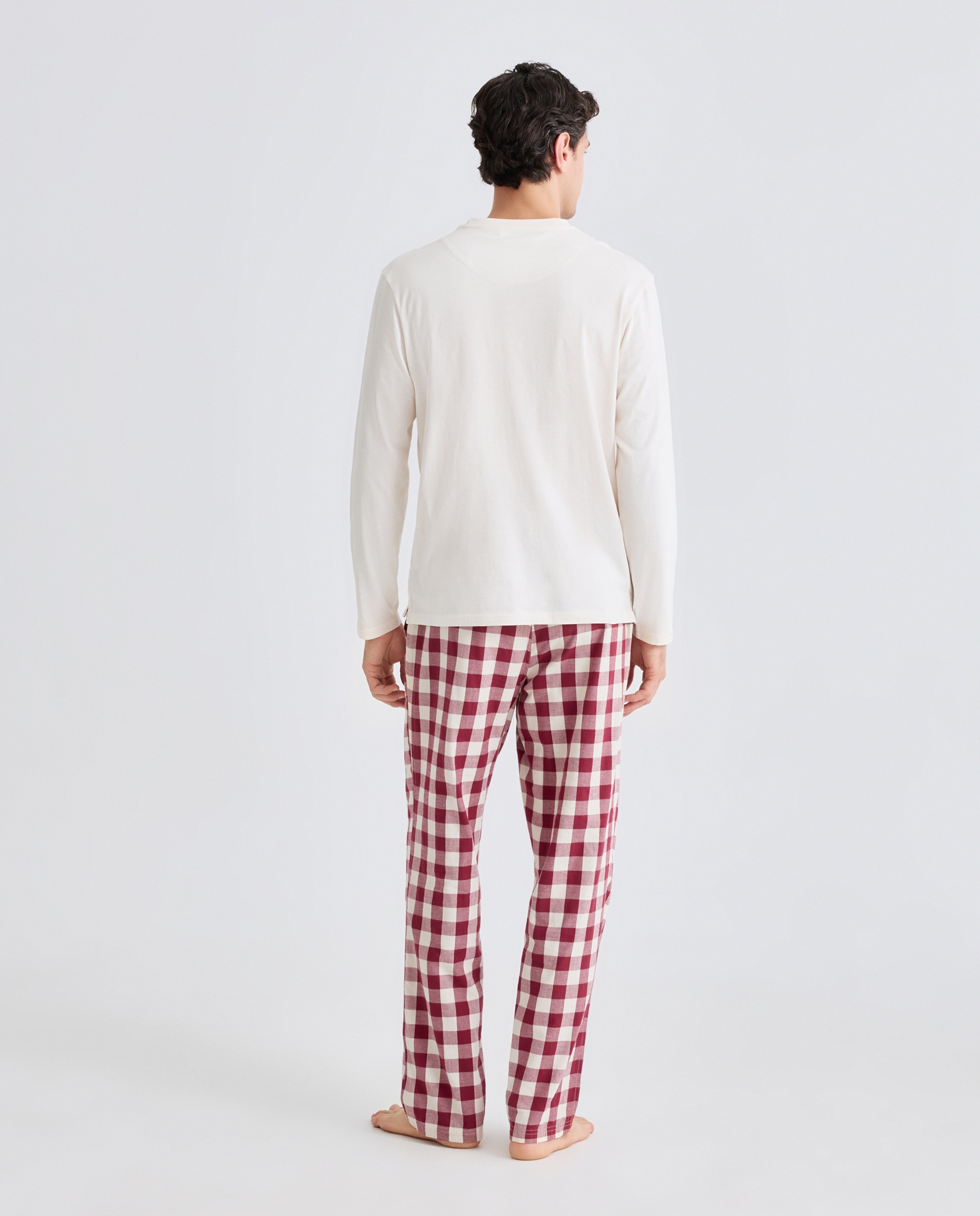 Pijama hombre combinado algodón 290 Burdeos-2