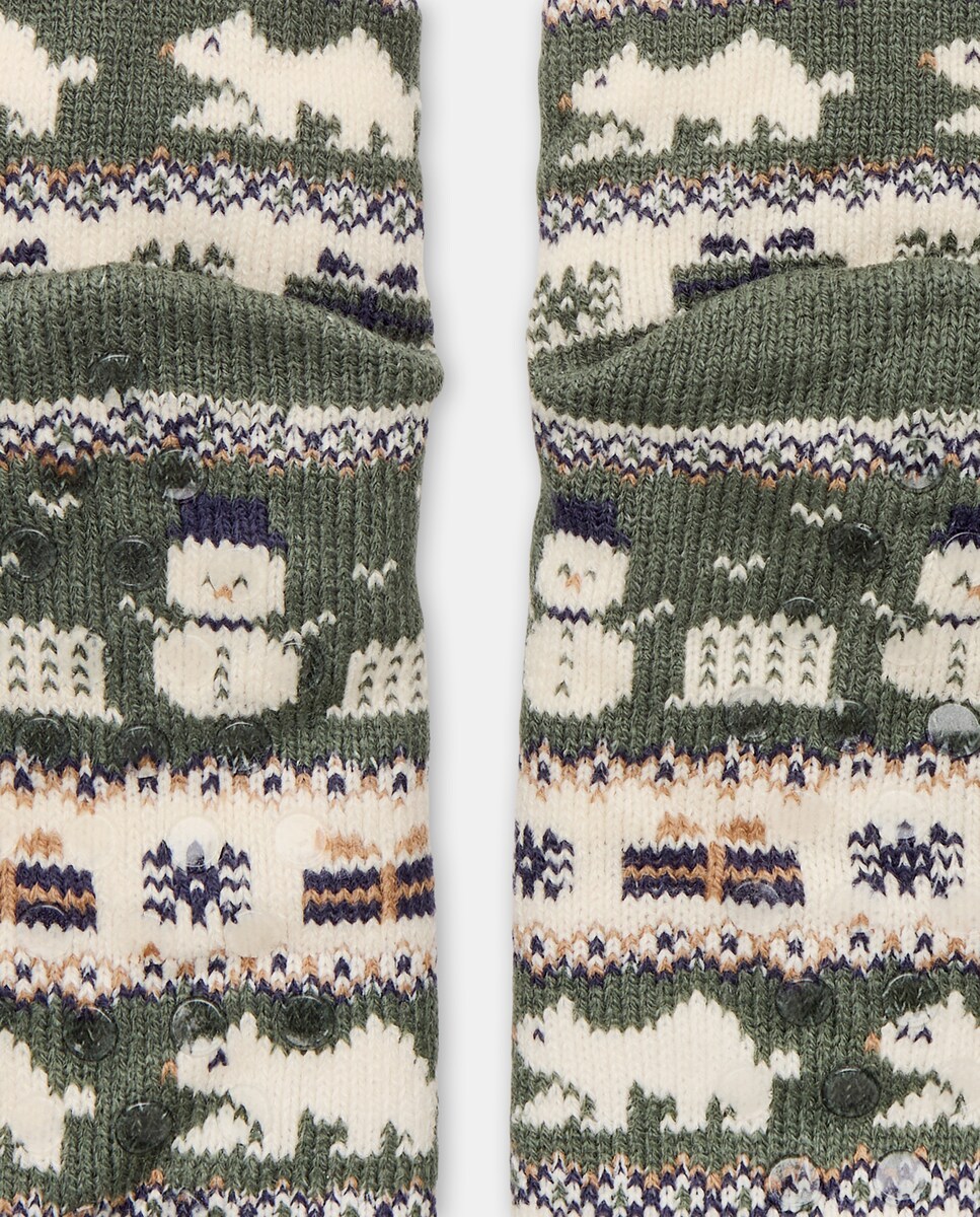 Calcetín forrado navideño hombre Verde-3