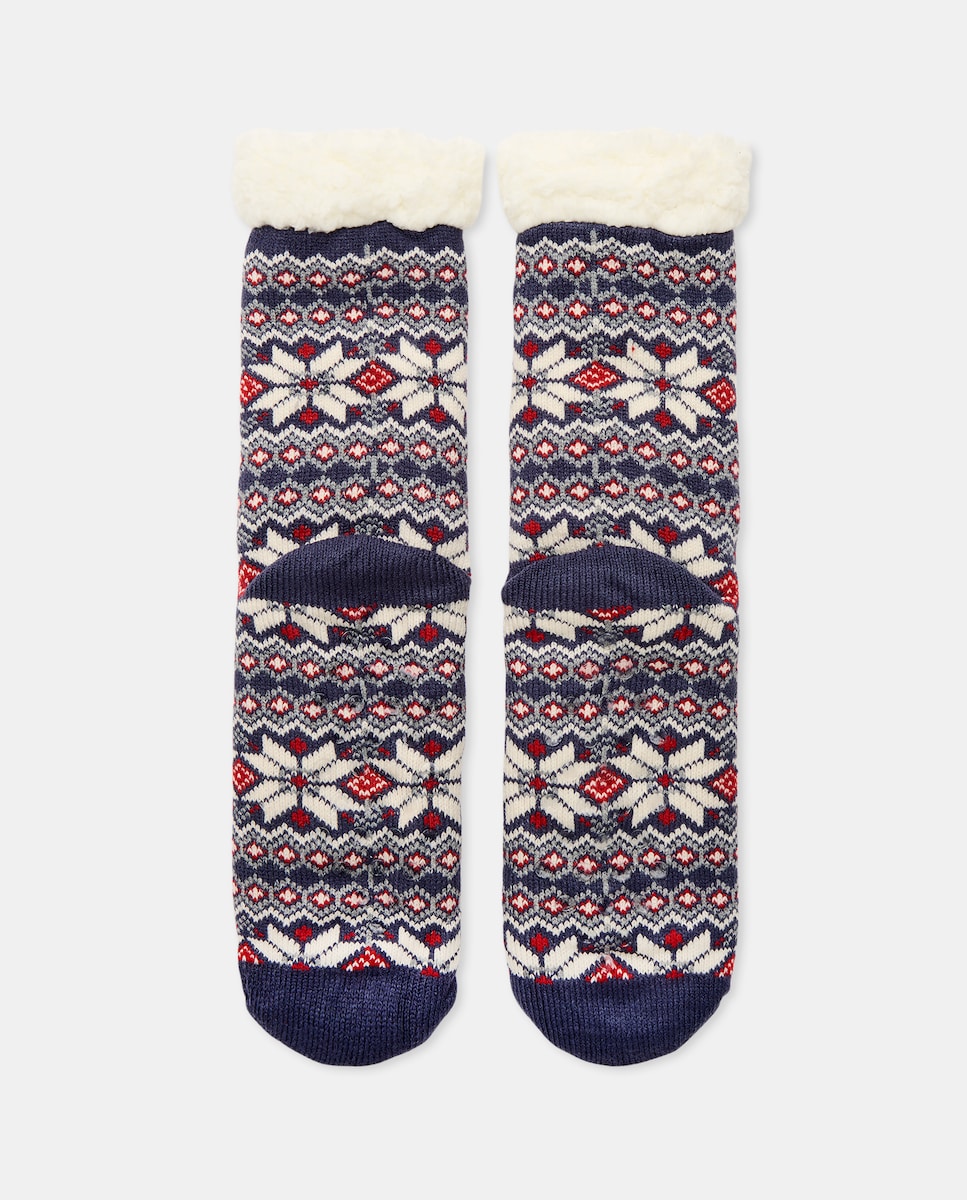 Calcetín forrado navideño hombre 430 Azul oscuro-2