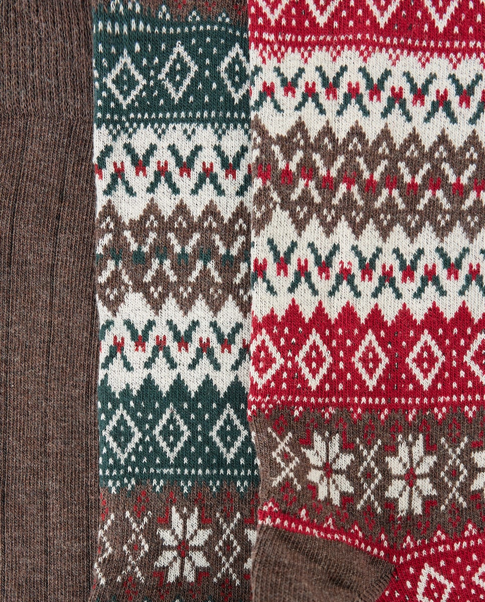 Pack 3 calcetines hombre Marrón-2