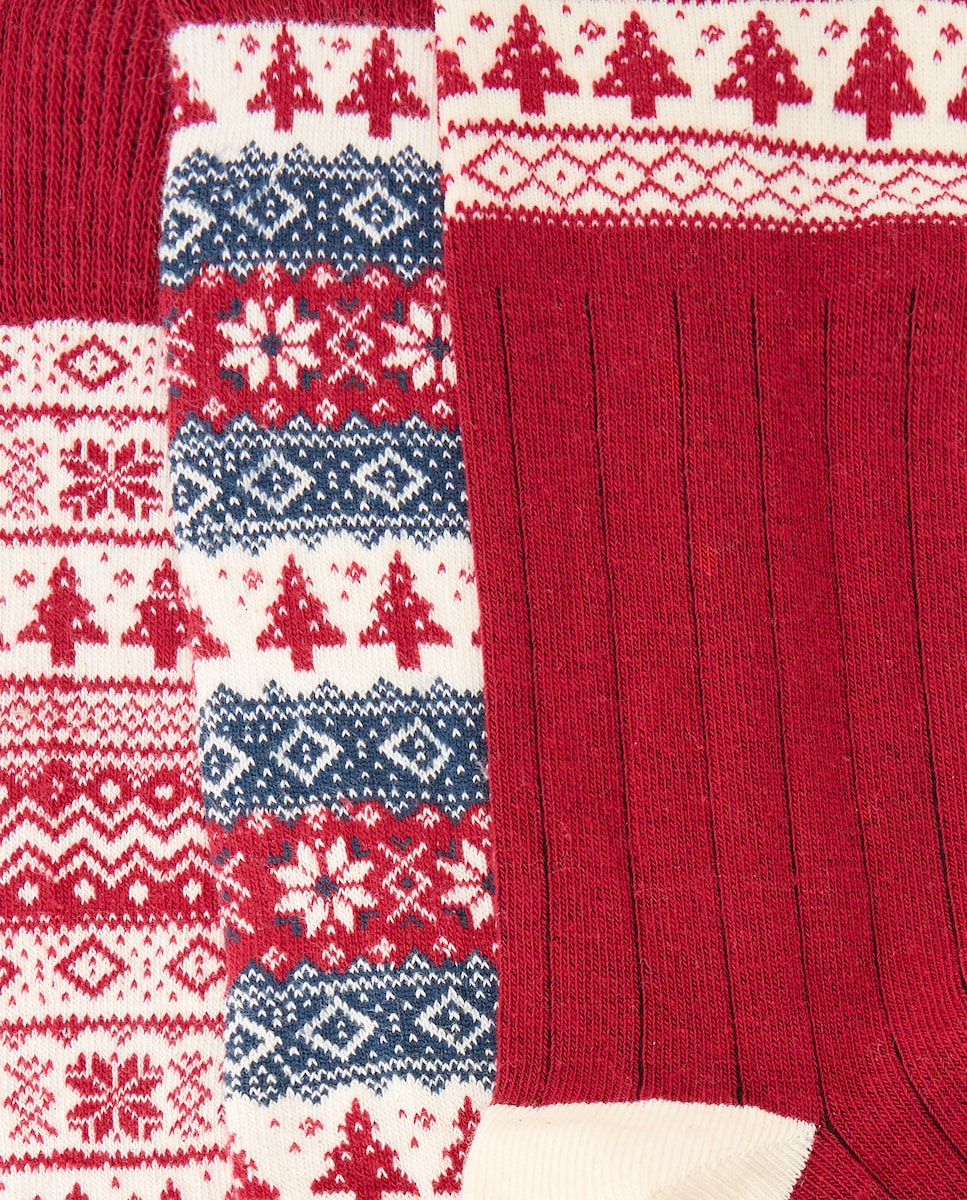 Pack 3 calcetines hombre 600 Rojo-2