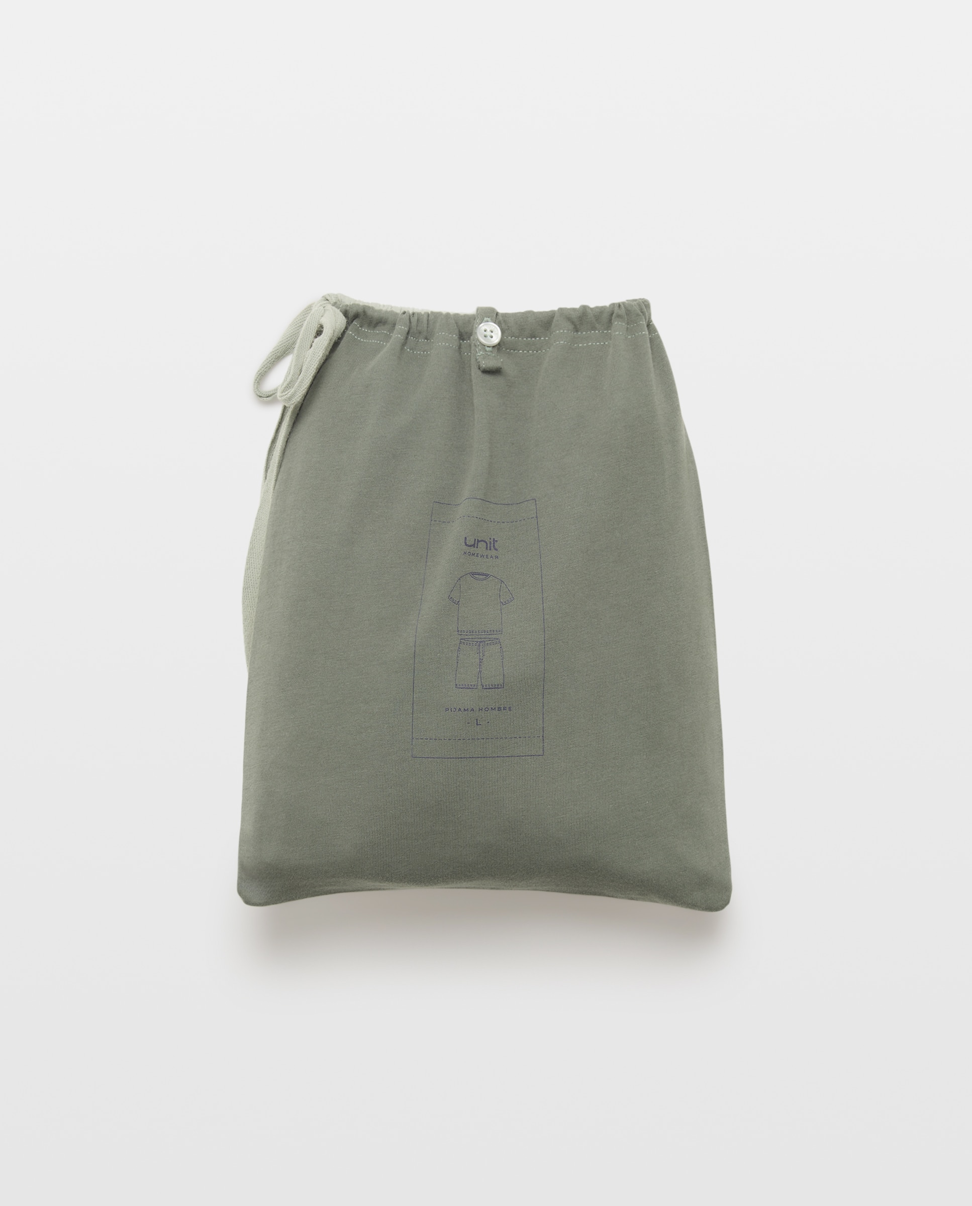 Pijama punto hombre corto con bolsa Verde-5