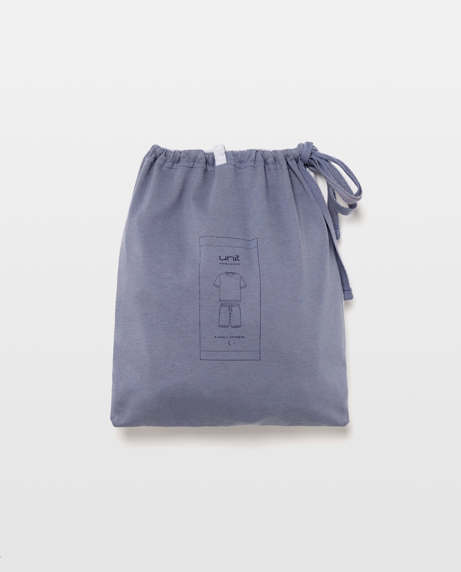 Pijama punto hombre corto con bolsa 400 Azul-5