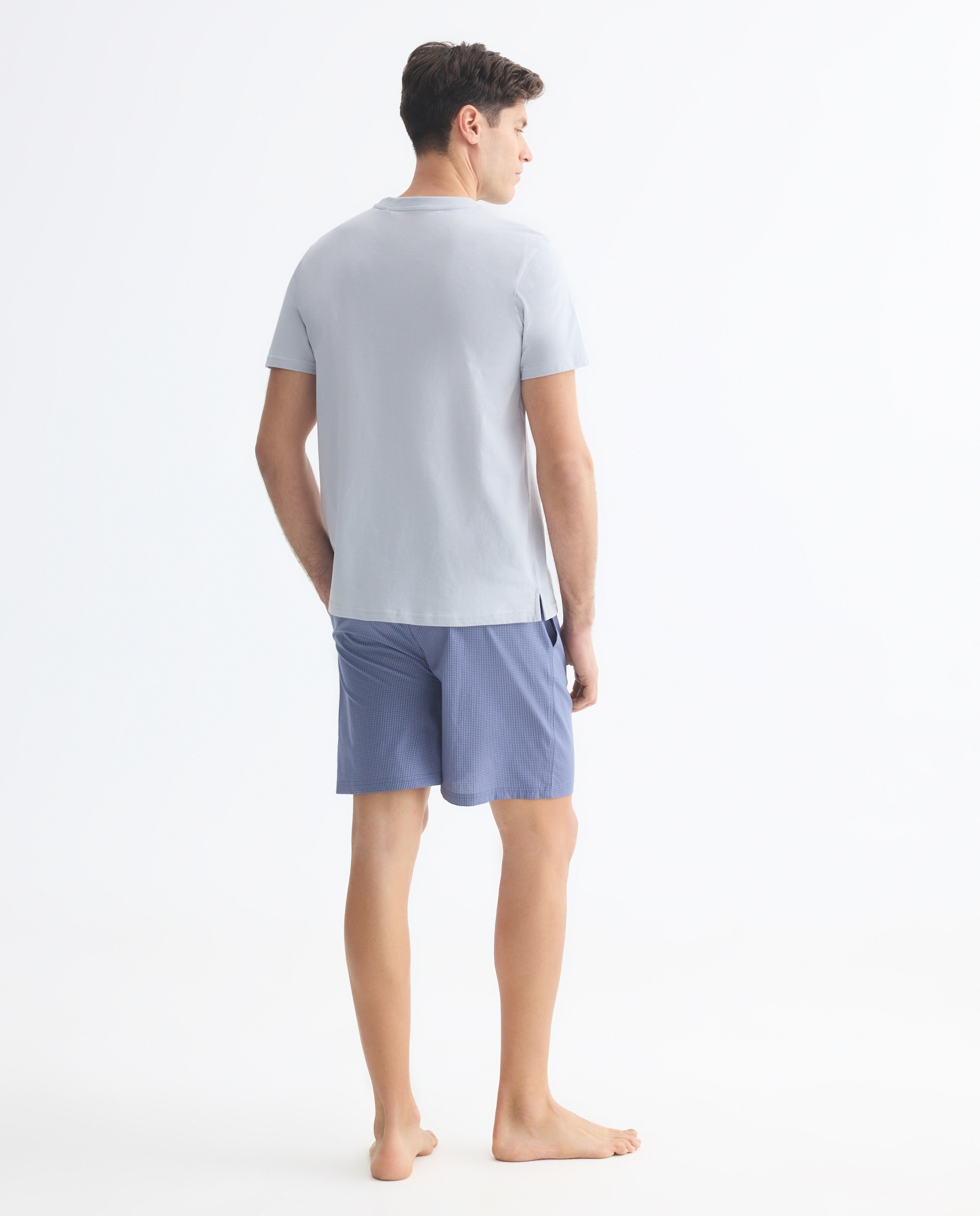 Pijama hombre algodón combinado corto 410 Azul claro-2