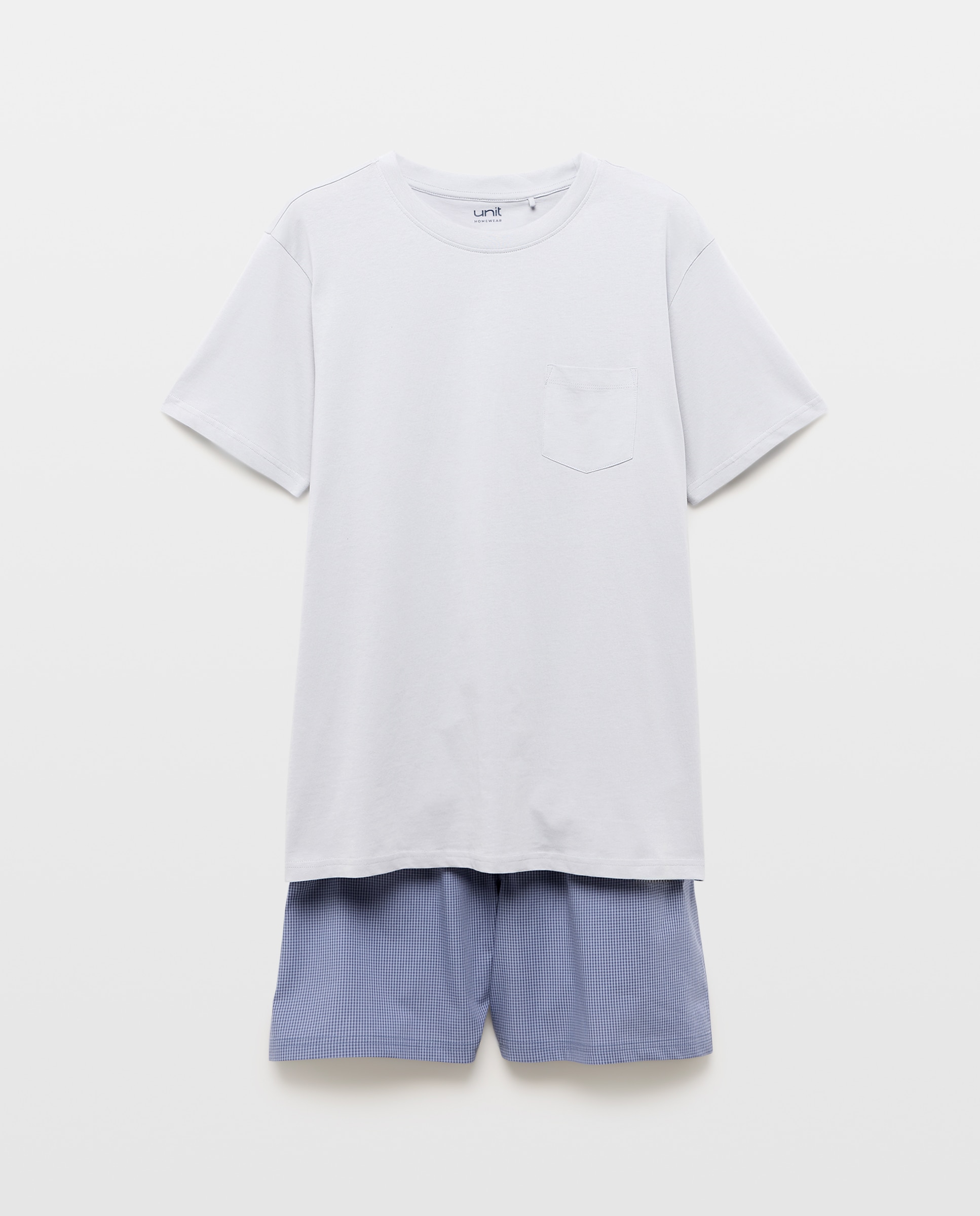 Pijama hombre algodón combinado corto 410 Azul claro-3