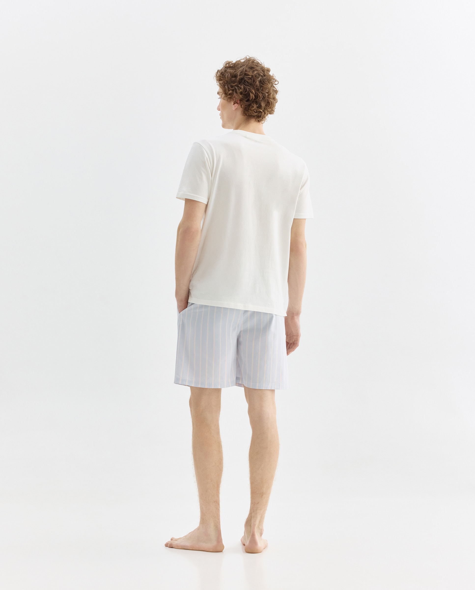 Pijama hombre algodón combinado corto 120 Crudo-2