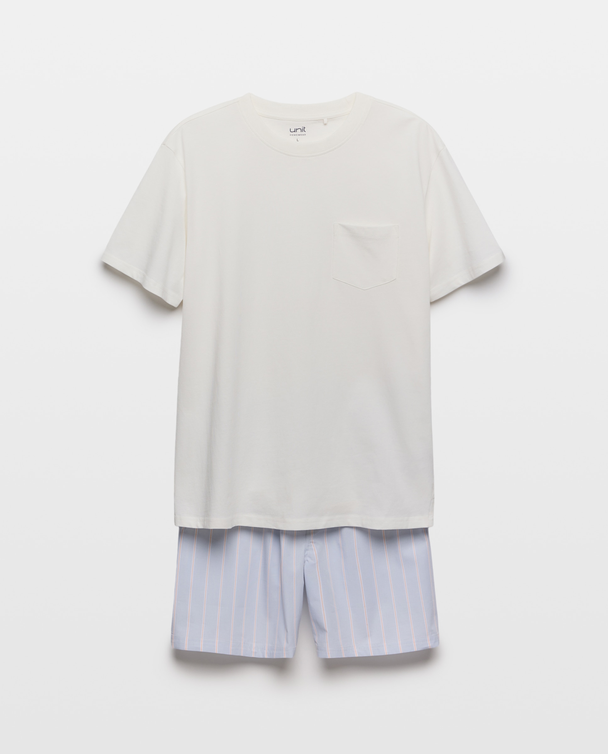 Pijama hombre algodón combinado corto 120 Crudo-3