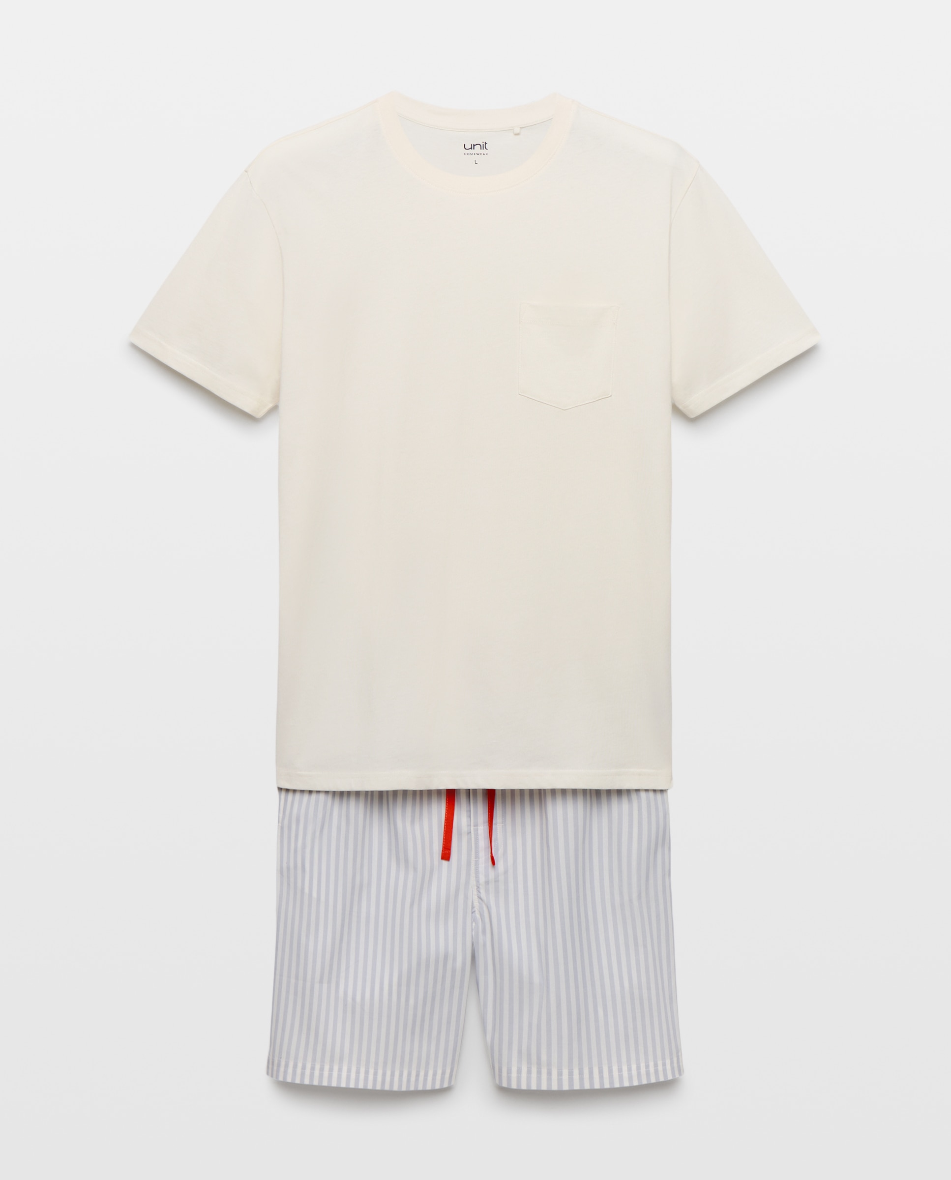 Pijama hombre algodón combinado corto 410 Azul claro-3