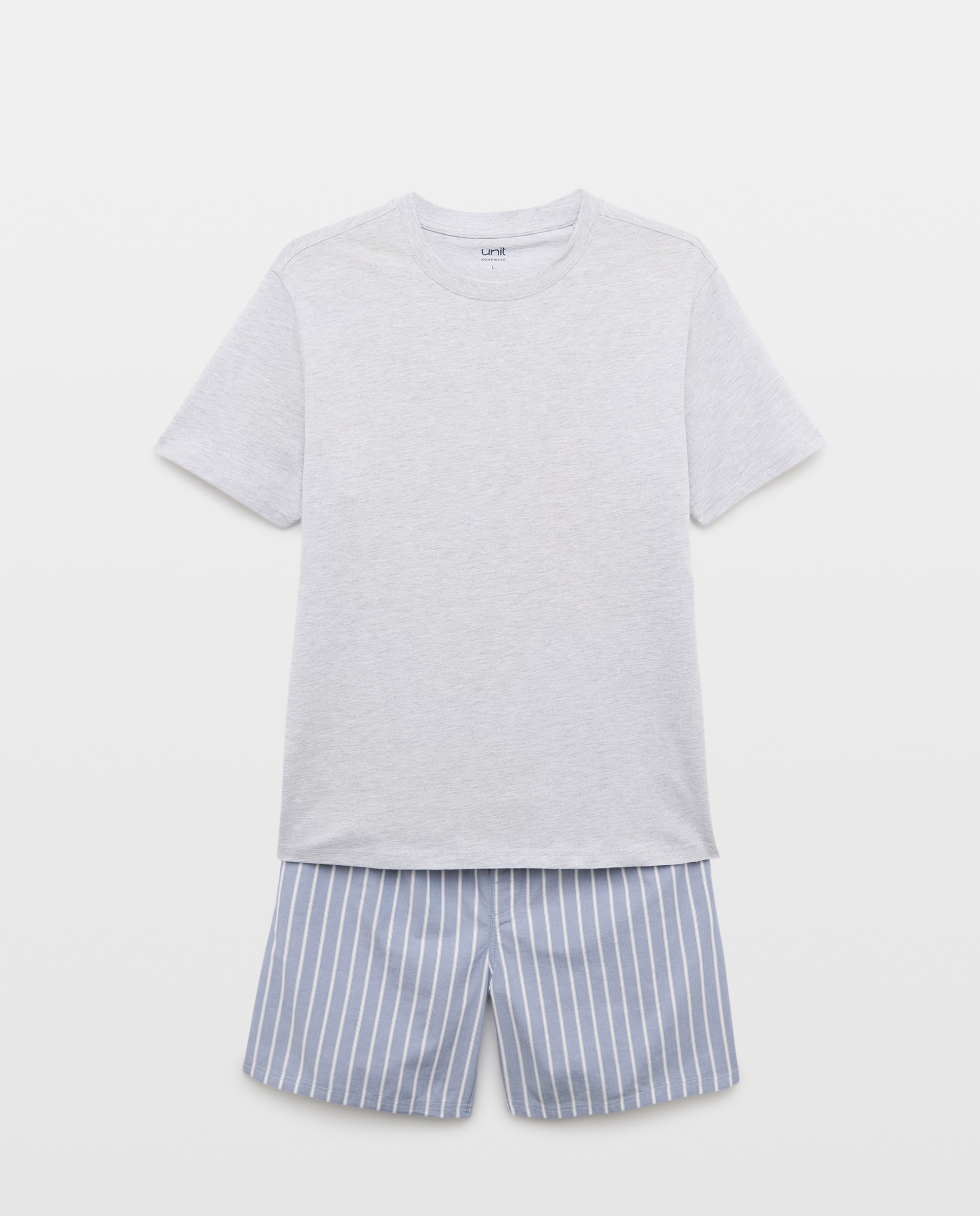 Pijama hombre combinado corto algodón 820 Gris medio-3
