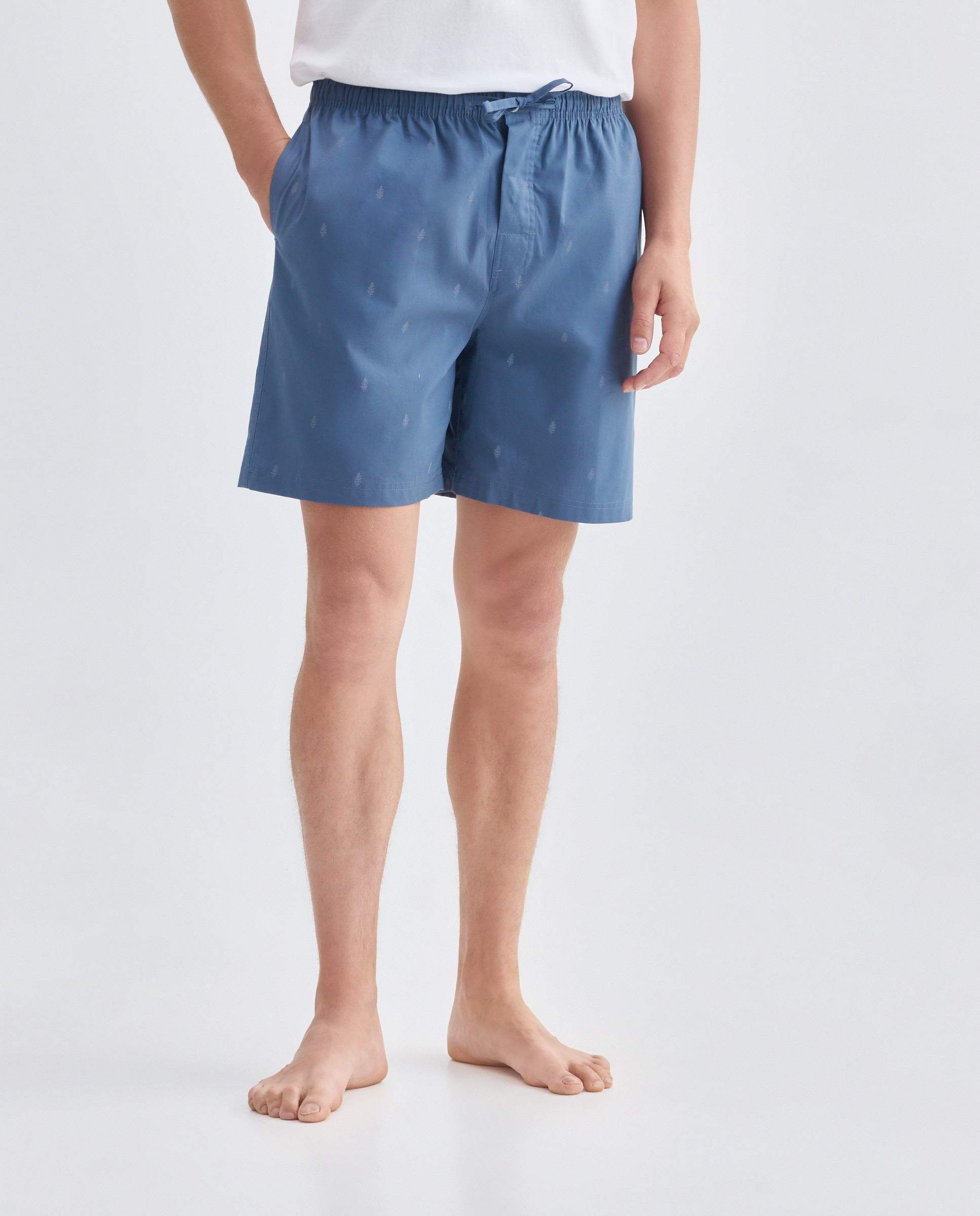 Pantalón pijama hombre algodón con bolsillos 400 Azul-2
