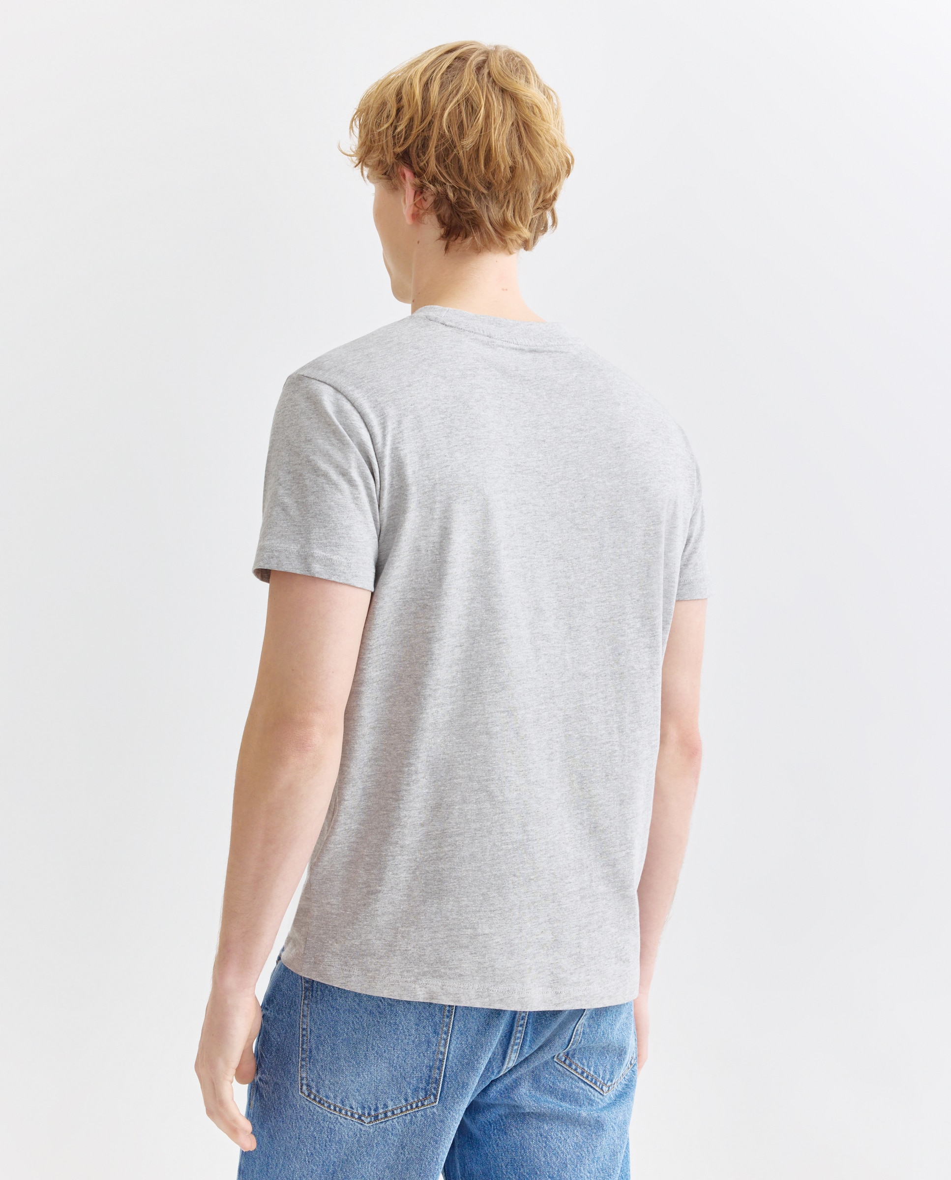 Camiseta de hombre manga corta cuello caja básica 820 Gris medio-3