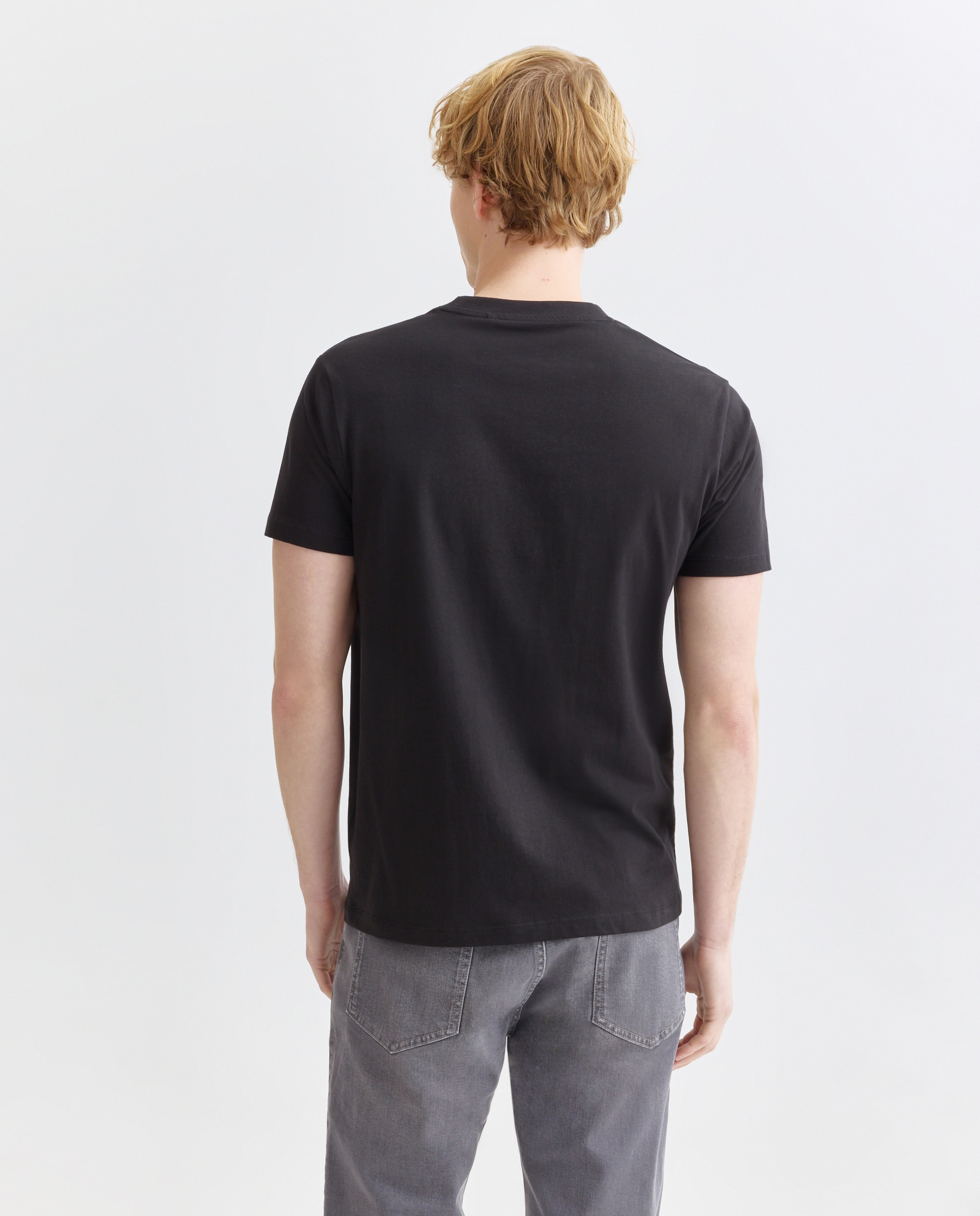 Camiseta de hombre manga corta cuello caja básica Negro-3