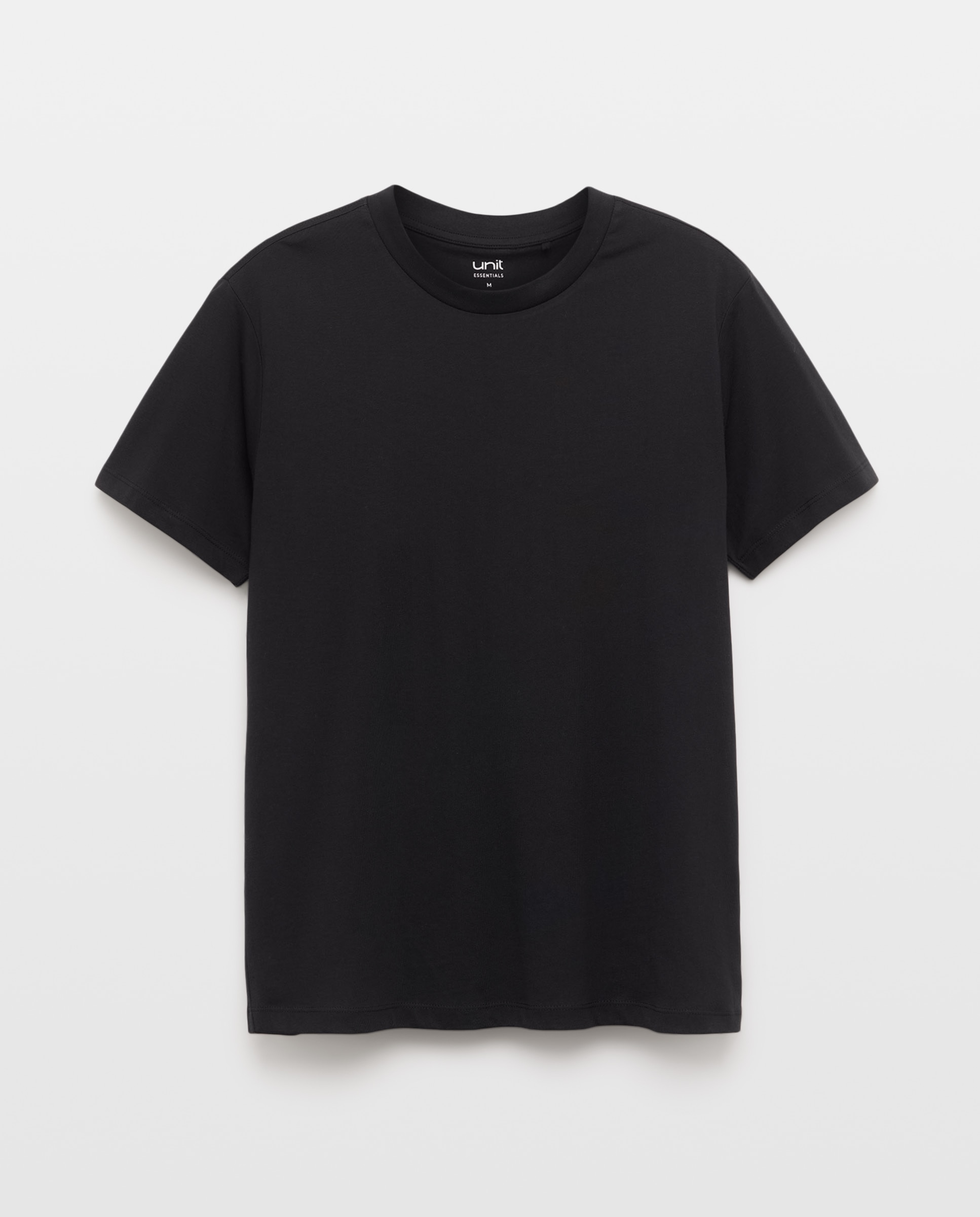 Camiseta de hombre manga corta cuello caja básica Negro-4