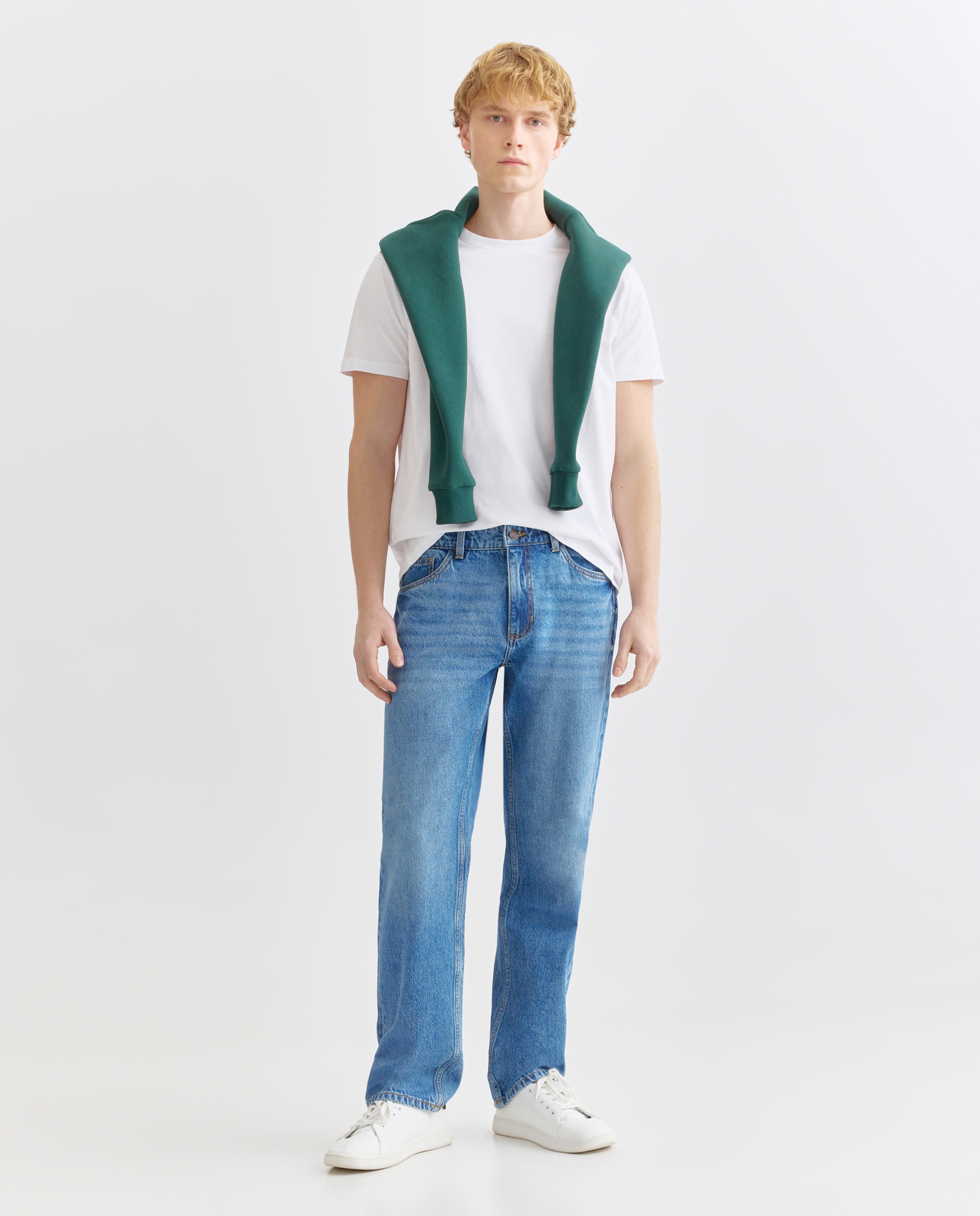 Camiseta de hombre manga corta cuello caja básica Blanco-2